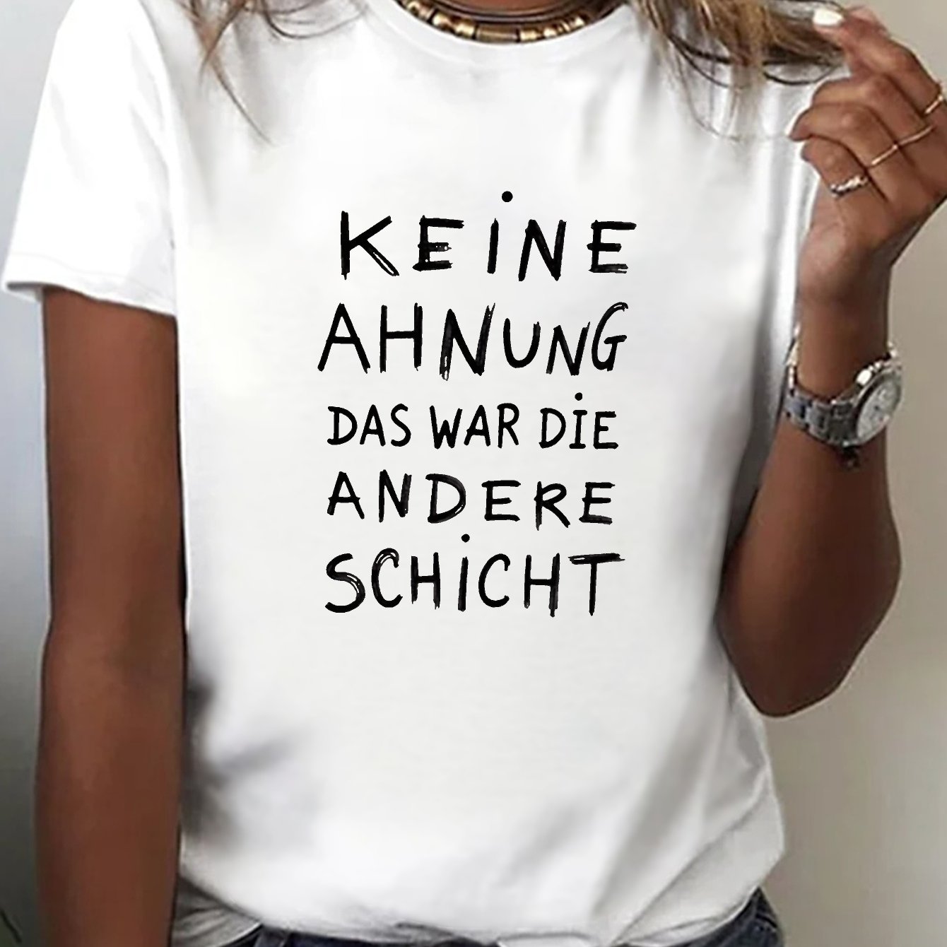 TEMU Lässiges Kurzarm-T-Shirt mit Rundhalsausschnitt und Grafikdesign, für Frühling und Sommer, für Damen entworfen