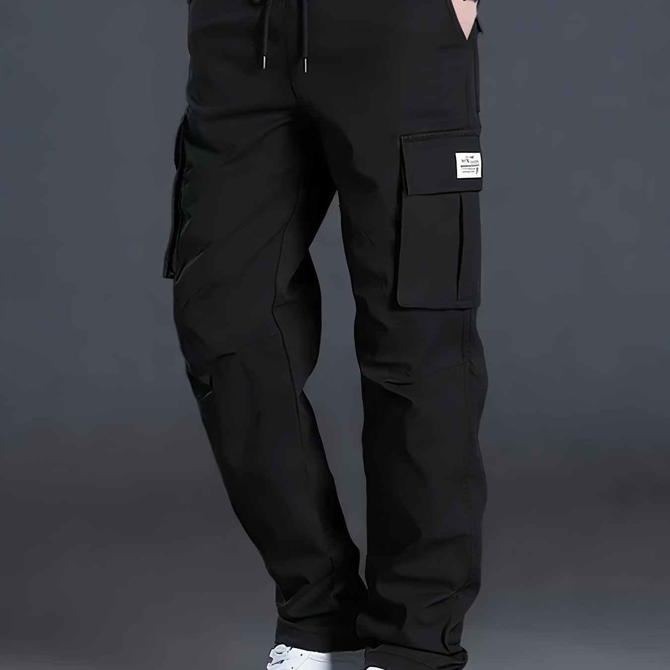 TEMU Pantalon pour Homme de Haute Qualité | Pantalon Cargo de Sport Décontracté pour Homme , Multi-poches, Devant Plat, Taille Élastique avec Cordon