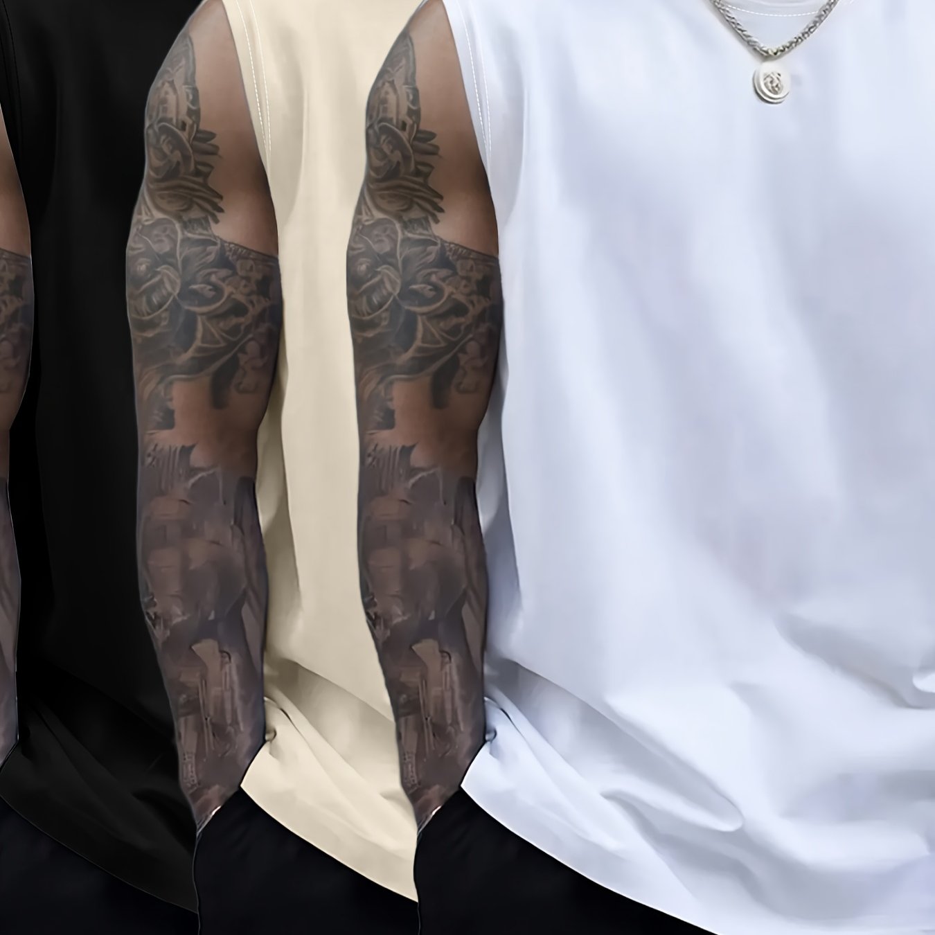 TEMU A Set Of 3 Men's Wide-shoulder Vintage Sleeveless Vests, Solid Color, Suitable For Spring And Summer, Vacations, Parties, And Casual Gatherings