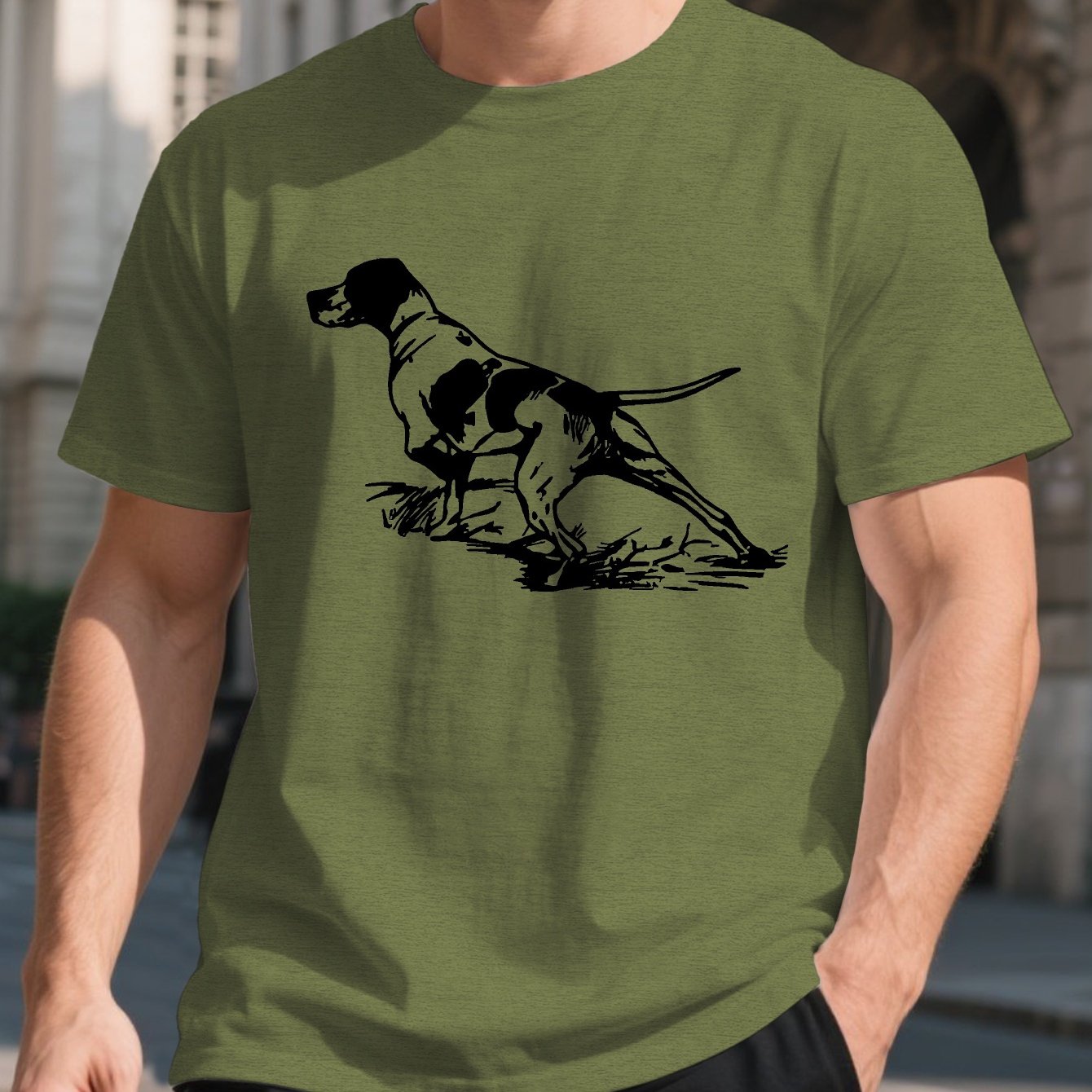 TEMU camiseta de manga corta para hombre con diseño de perro para cazar, camiseta