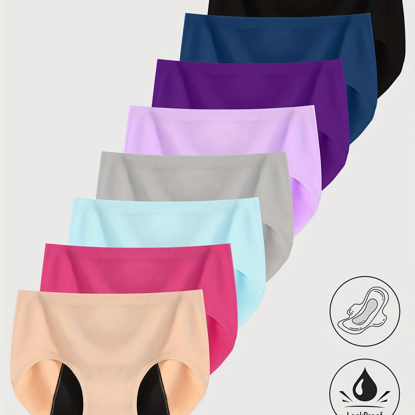 TEMU 8-pack Women's Menstrual Physiological Pants With High , , , Water Absorption, Leak Prevention, And A Close Fitting Women' Underwear