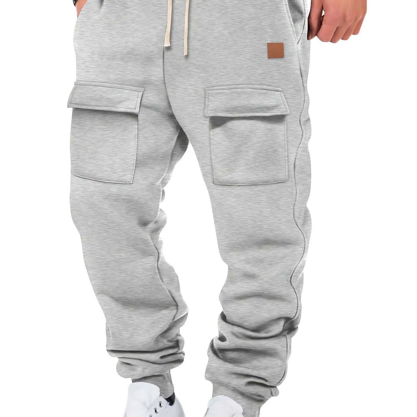 TEMU Trendy Autumn/winter Men's Casual Pants, Work Training Casual Sport Fashion Versatile Tapered Sweatpants, Multi-pocket Front And Back With