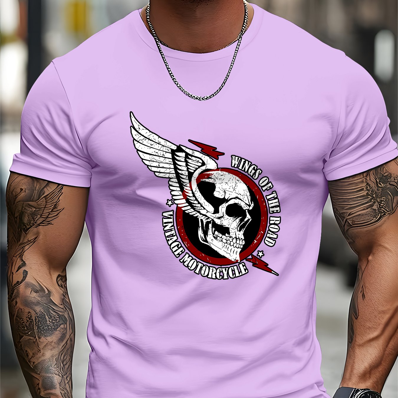TEMU Men's Summer Casual Short-sleeve T-shirt Featuring A Skull , Versatile And Trendy For Men's Fashion, Perfect For Wearing At Home Or Out