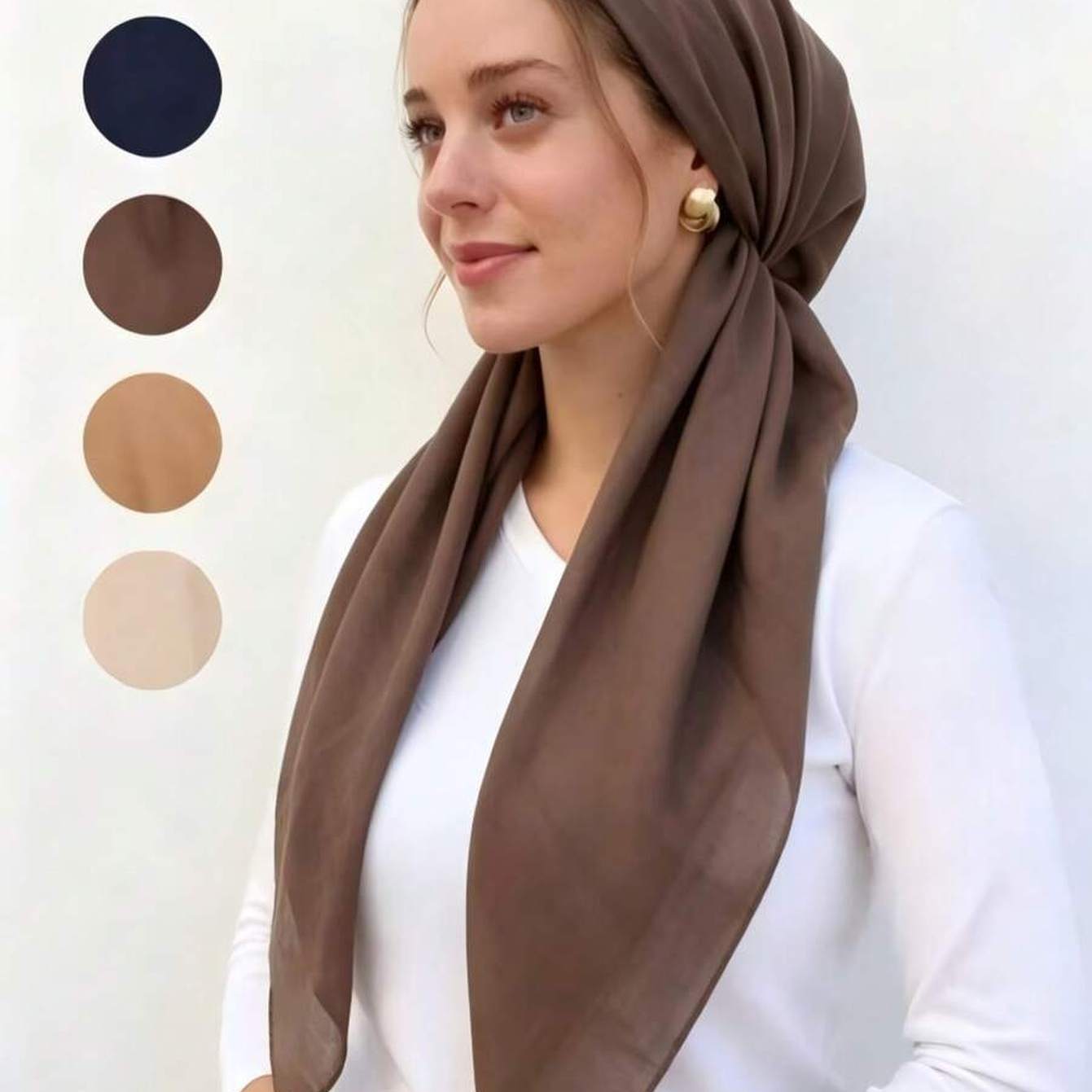 TEMU 1pc Women's Arabic Turban Headscarf - Soft Instant Wrap Hat, Solid Color Suitable For All Daily Wear, Conservative Head Cover For Spring/autumn,