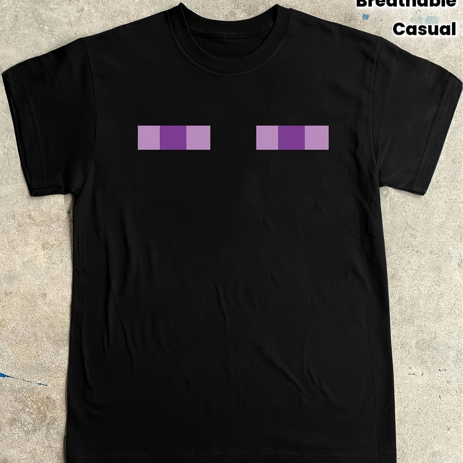 TEMU Vintage Yk Pattern T-shirt, With Purple Details, Soft Casual Top For Everyday Wear, Suitable For Concerts, Parties, And Daily , Comfortable