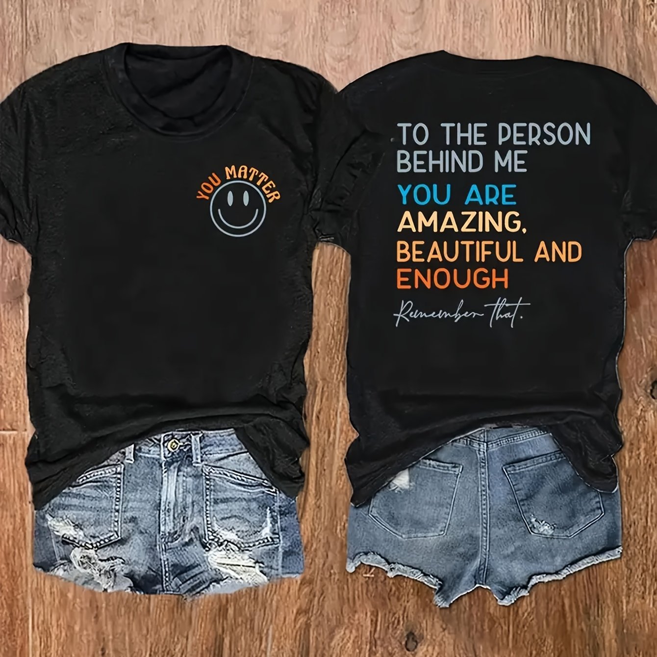 TEMU Alphabet-themed Printed Fitted Crew Neck Fashion Women's Short-sleeve Top