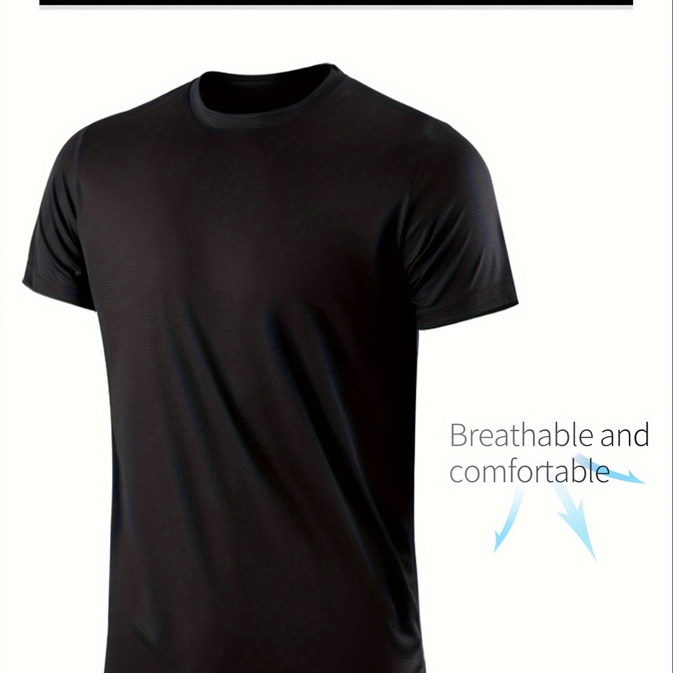 TEMU Ultralight Men's Crew Neck T-shirt - Quick Drying, Sweat Absorbing, Breathable Sport Shirt For Fitness, Gym, And Running