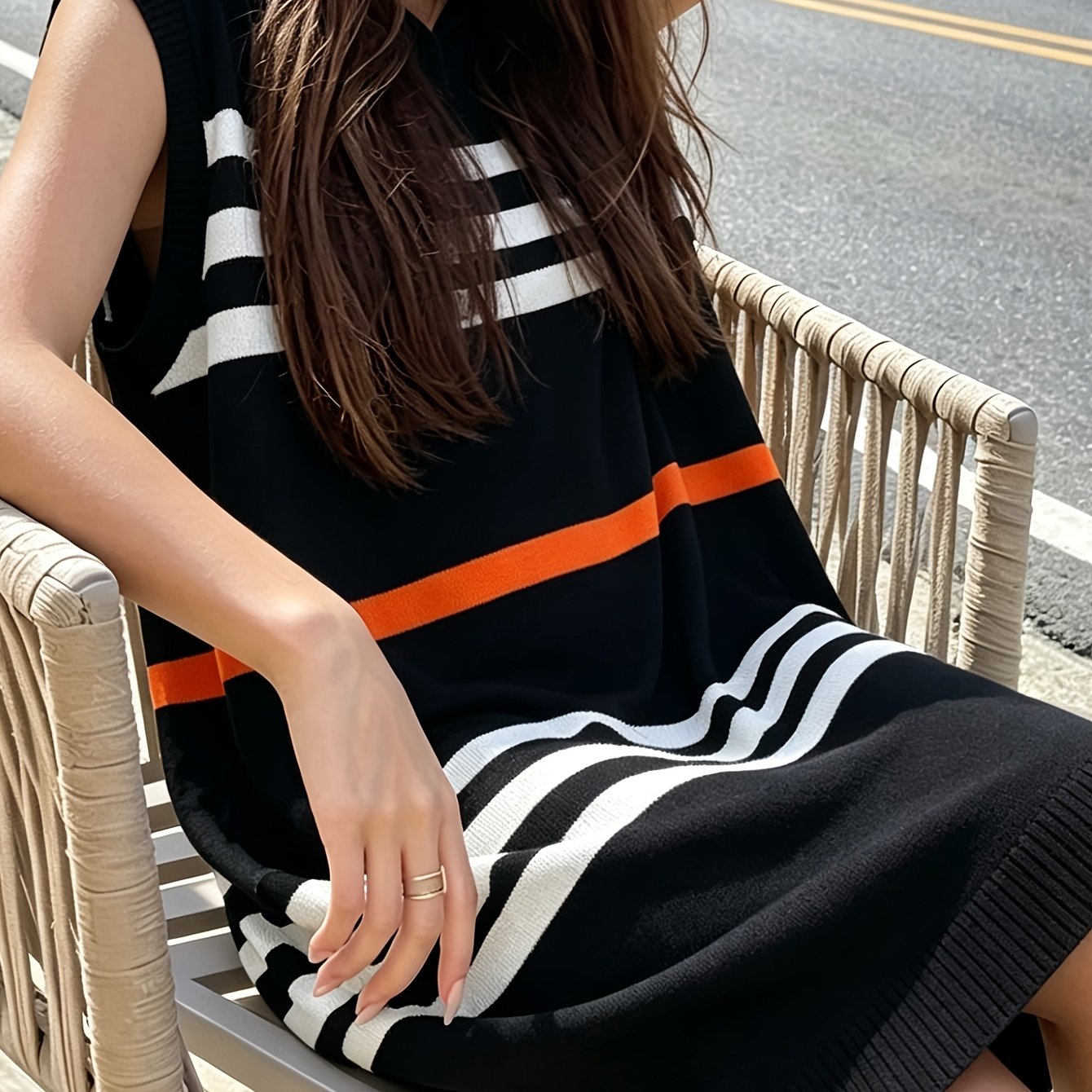 TEMU 여성용 봄/여름 후드 드레스, 컬러, 한국 스타일, 우아한, 민소매, 루즈핏, 컷, 미디 기장, 베스트 원피스, 아름다운 드레스