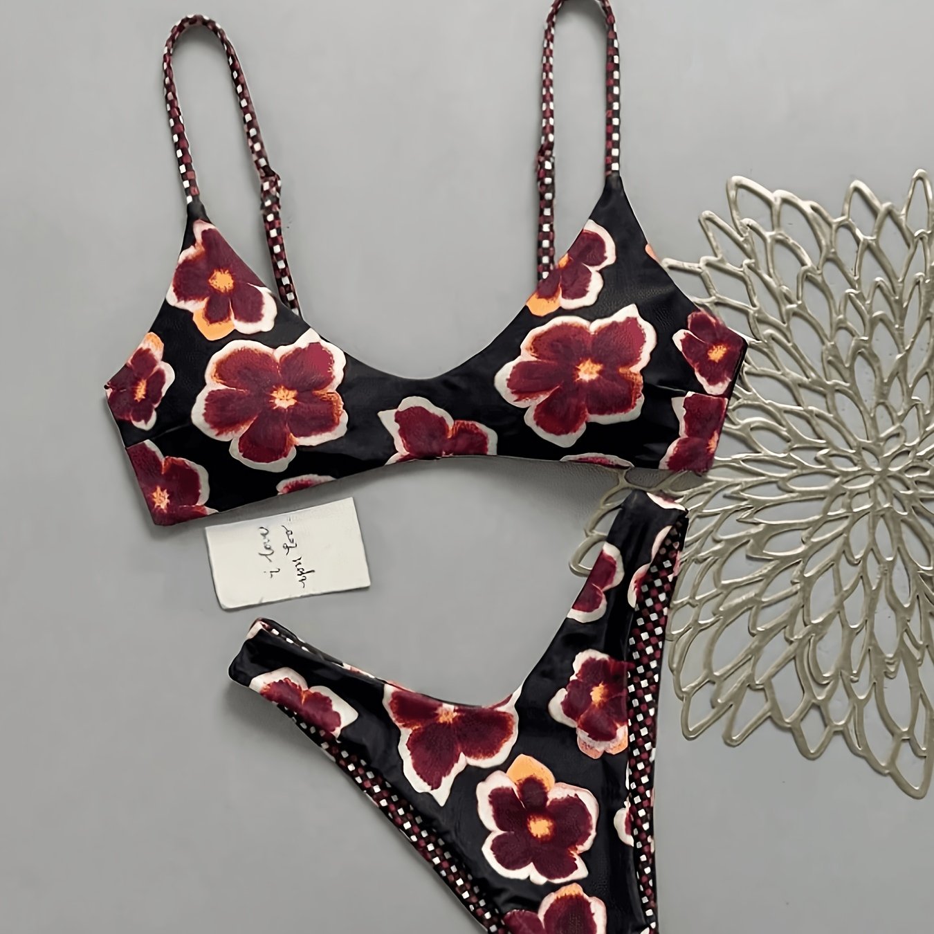 TEMU 2026 Double-sided Floral Print Bikini Set