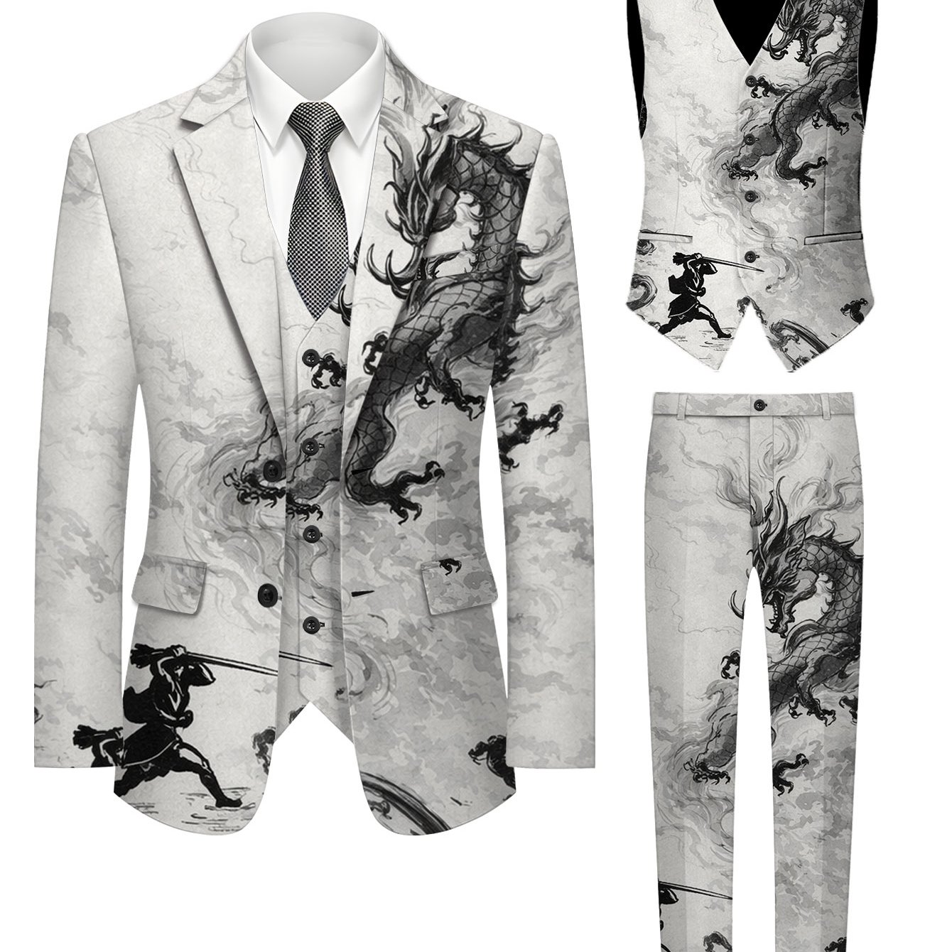 TEMU Men's Formal Suit And Trousers And Vest 3pcss Set Men's Business Set Suit With Vest And Trousers Fashion Banquet Wedding Party ' Suit 3pcss