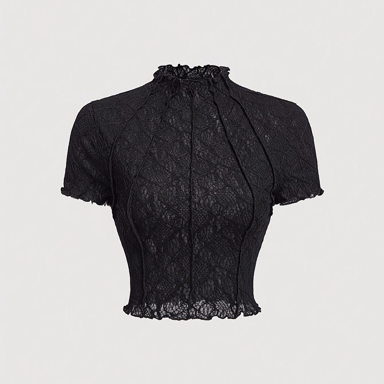 Image of Black Frame Crew Neck Short-sleeved Slim Fit T-shirt Suitable For Summer