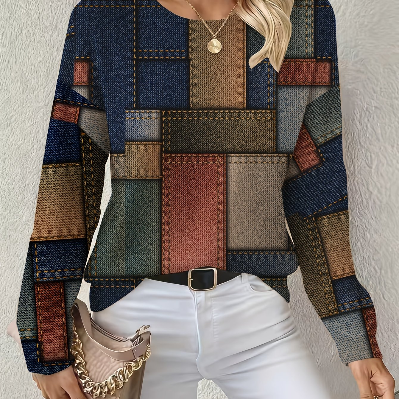 TEMU Pull Femme Col Rond Toutes ASD1 Tendance et Polyvalent, Coupe Adaptée à la Plupart des Types de Corps, et de , Confortable à , Design Imprimé,