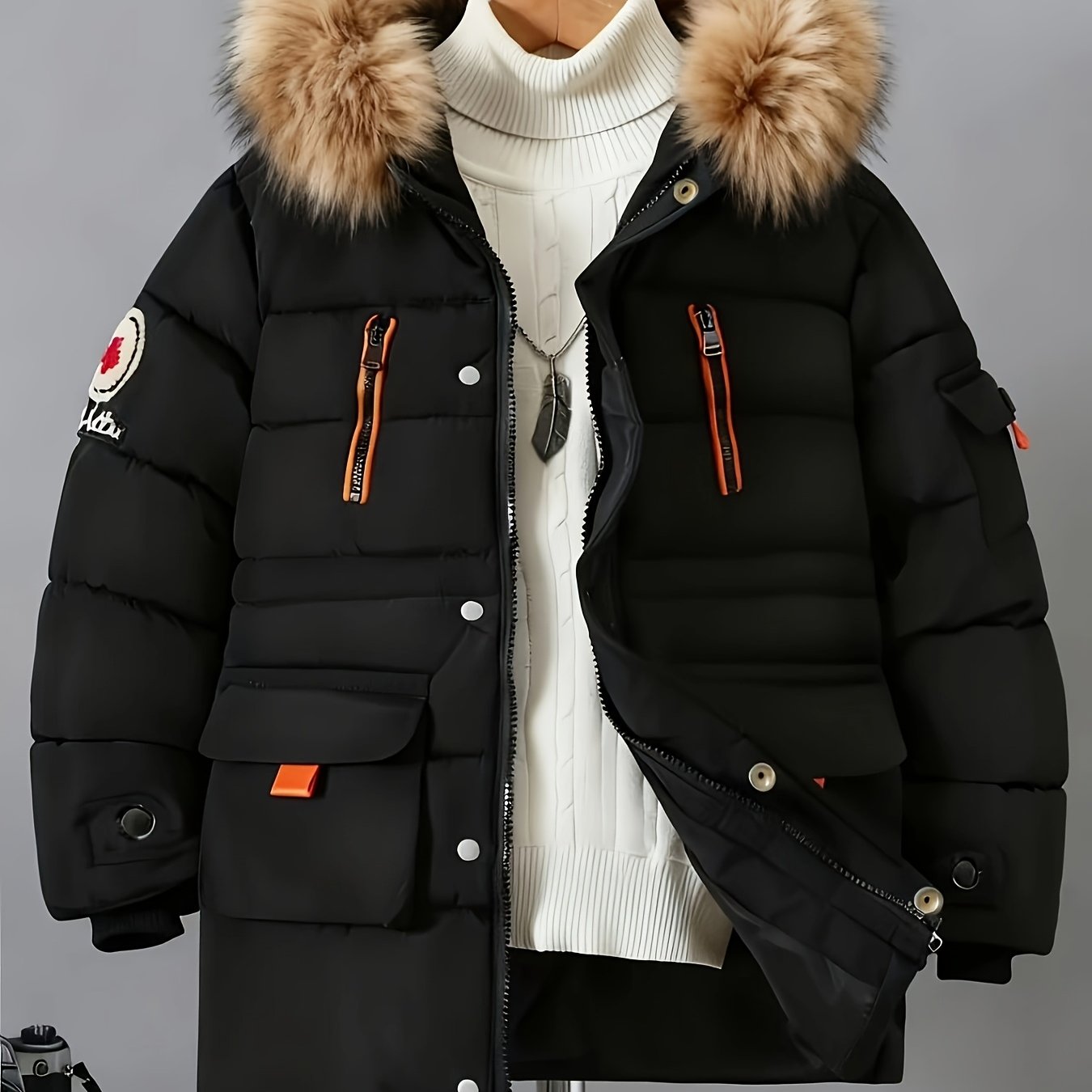 Image of New Casual Boys' Cold-proof Clothing, Autumn And Winter Parkas, Multi-pocket Hooded Clothes, Middle And Big Children's Warm Clothes, Children's Tooling Jackets