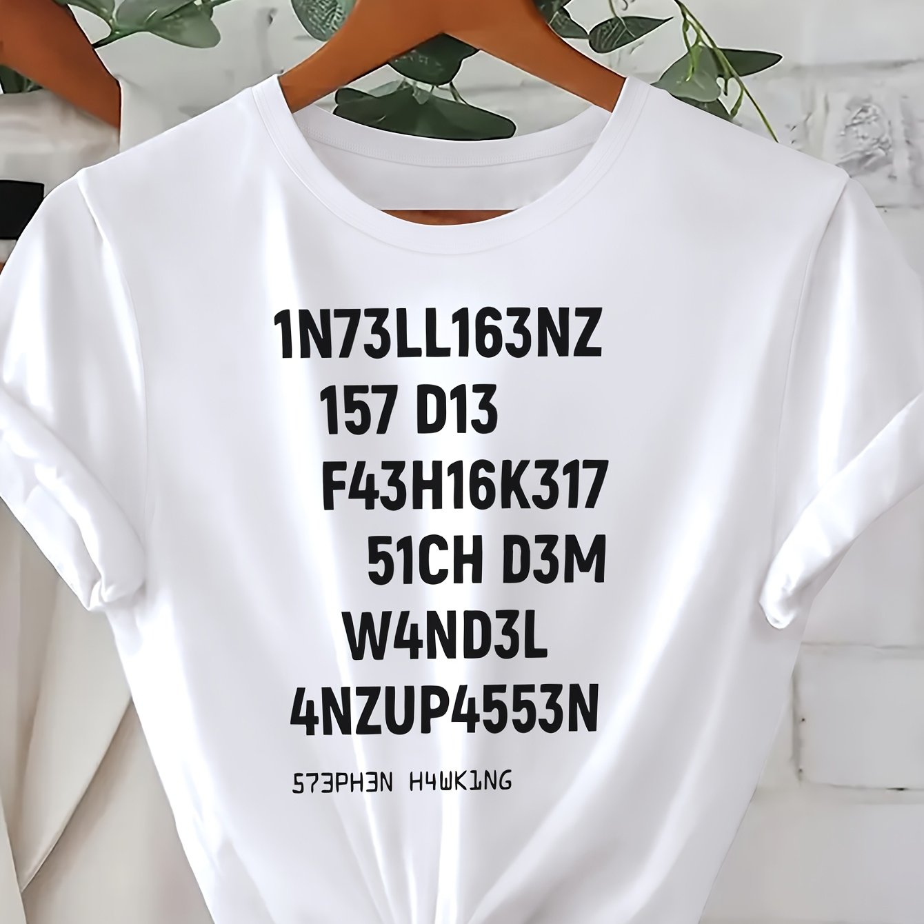 Image of Plus Size, Size Fiber T-shirt - Soft Size Round Neck Short Sleeve -compatible Print Top | Machine Washable Beige Suitable For - Daily Wear & Layering, Comfortable Casual Elegant Garment