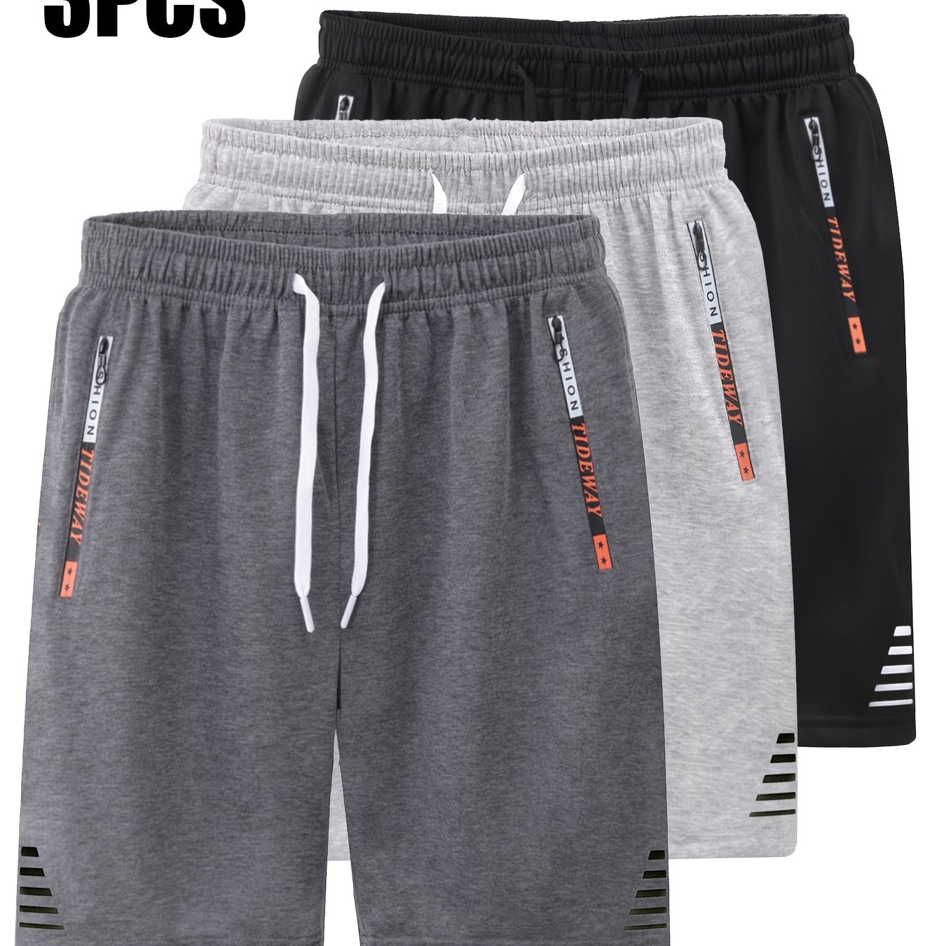 TEMU 3pcs Men's Casual Outdoor Sports Shorts - Summer Men's Casual Shorts With Zippered Pockets, Simple Multi-functional , Suitable For Daily Wear,