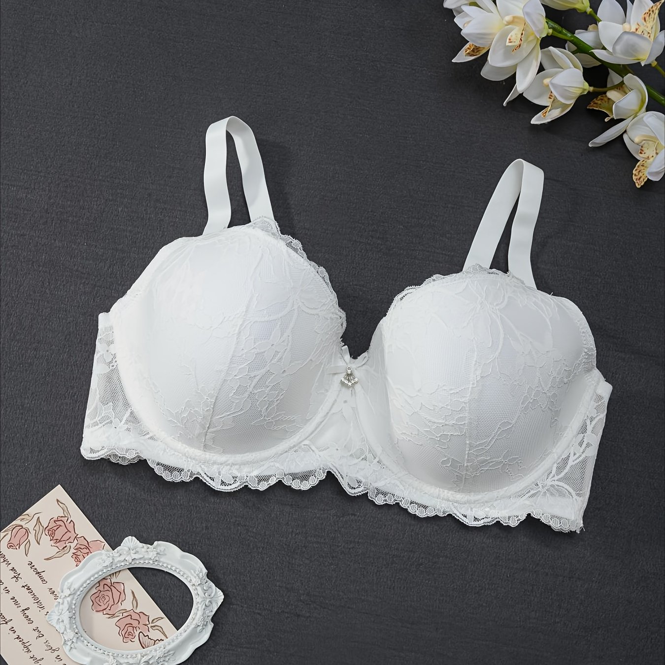 Plus-size Thin Lace Trim Sexy Fashion Underwire Bra