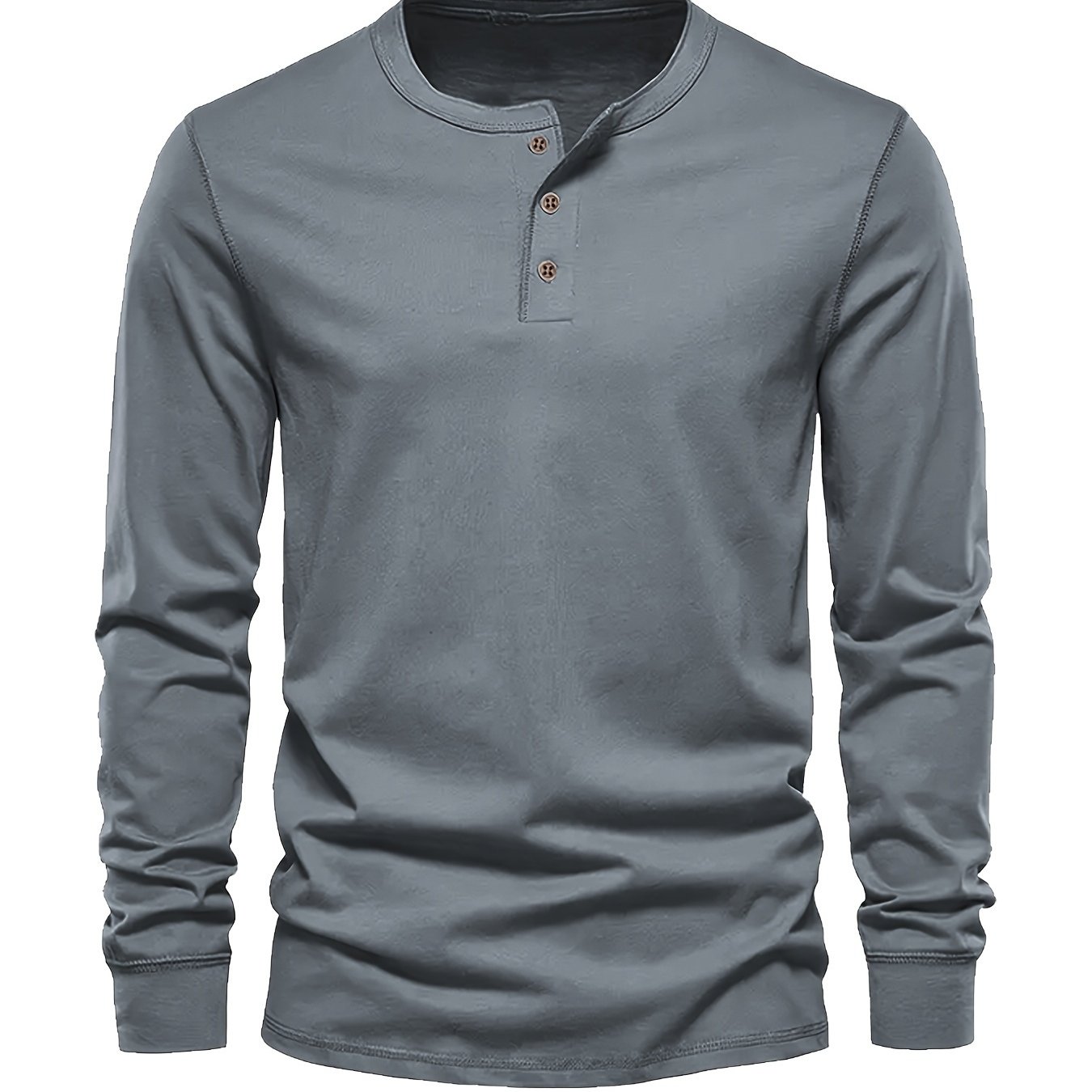 TEMU Men' Henley Shirt, Casual Crew Neck Long Sleeve Shirt For Outdoor Activities