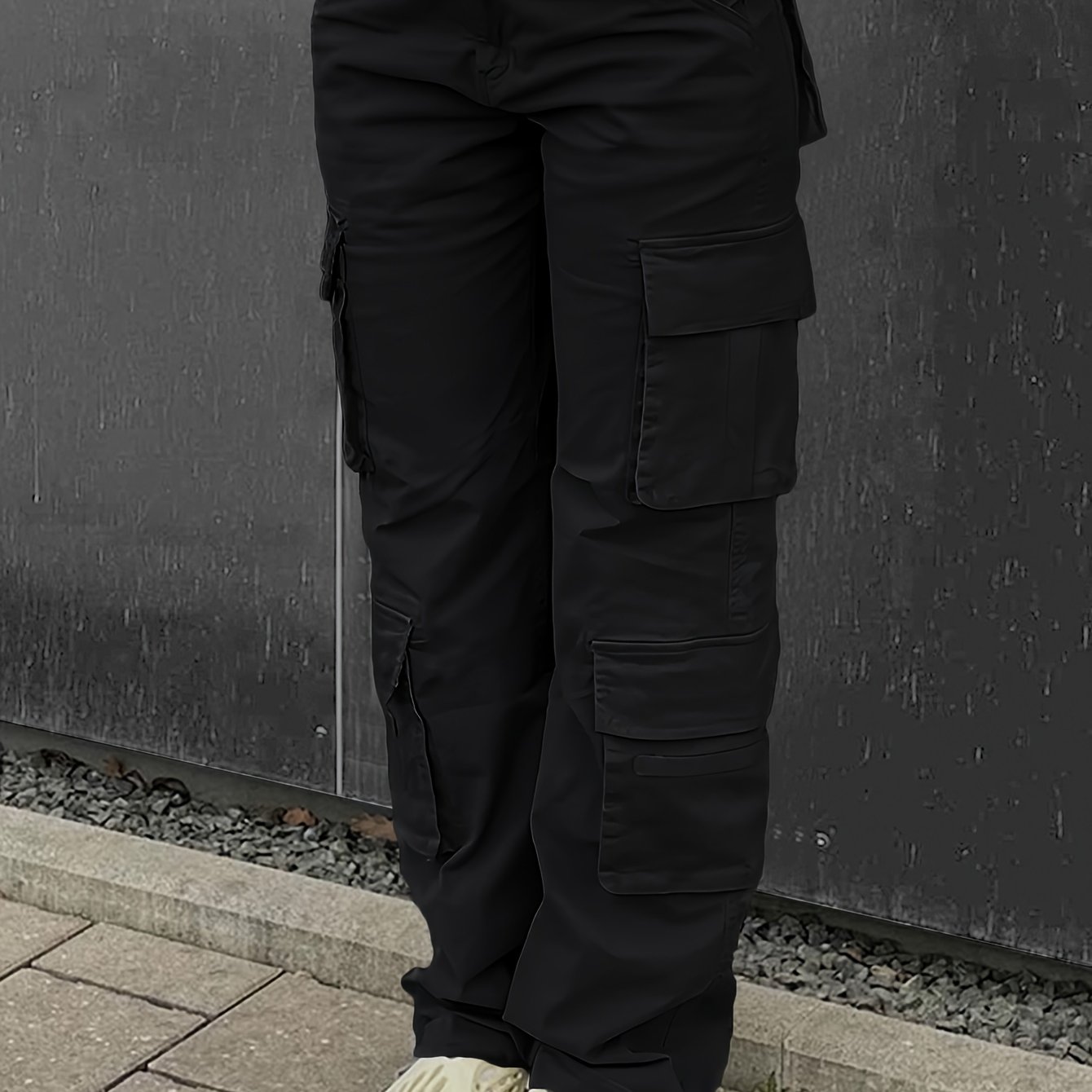 n7 wt423 light gray flap pocket cargo trousers casual solid