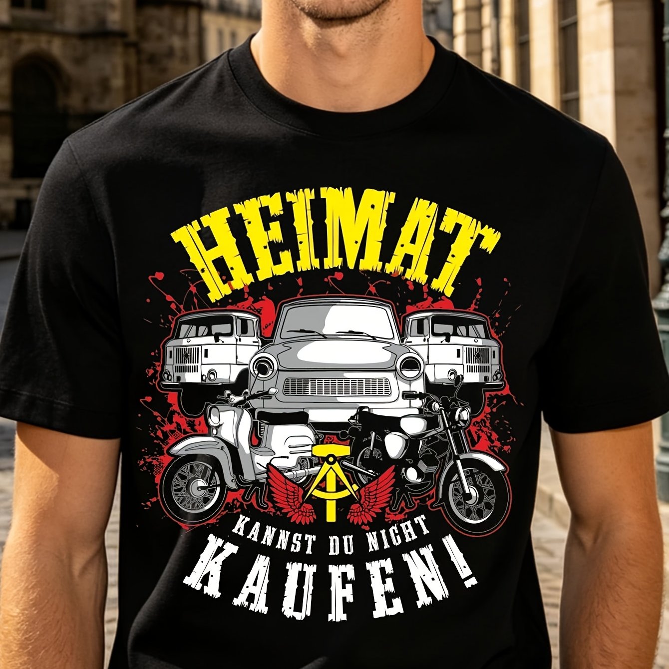 Image of Men's East Germany Nva Ifa W50 Ossi Gdr T-shirt - Vintage Tee Retro German Democratic Republic Apparel Collectible Nostalgic Shirt Outdoor Leisure Breathable