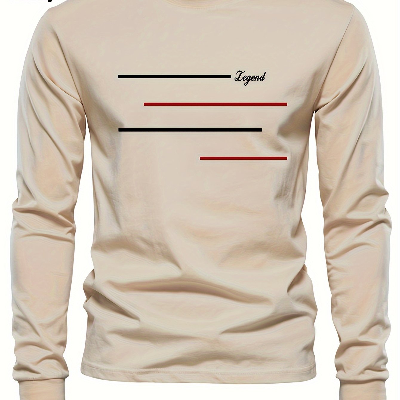 TEMU T-shirt de sport décontracté pour homme avec imprimé motif , col rond, bas de couche d'automne-hiver, manches longues