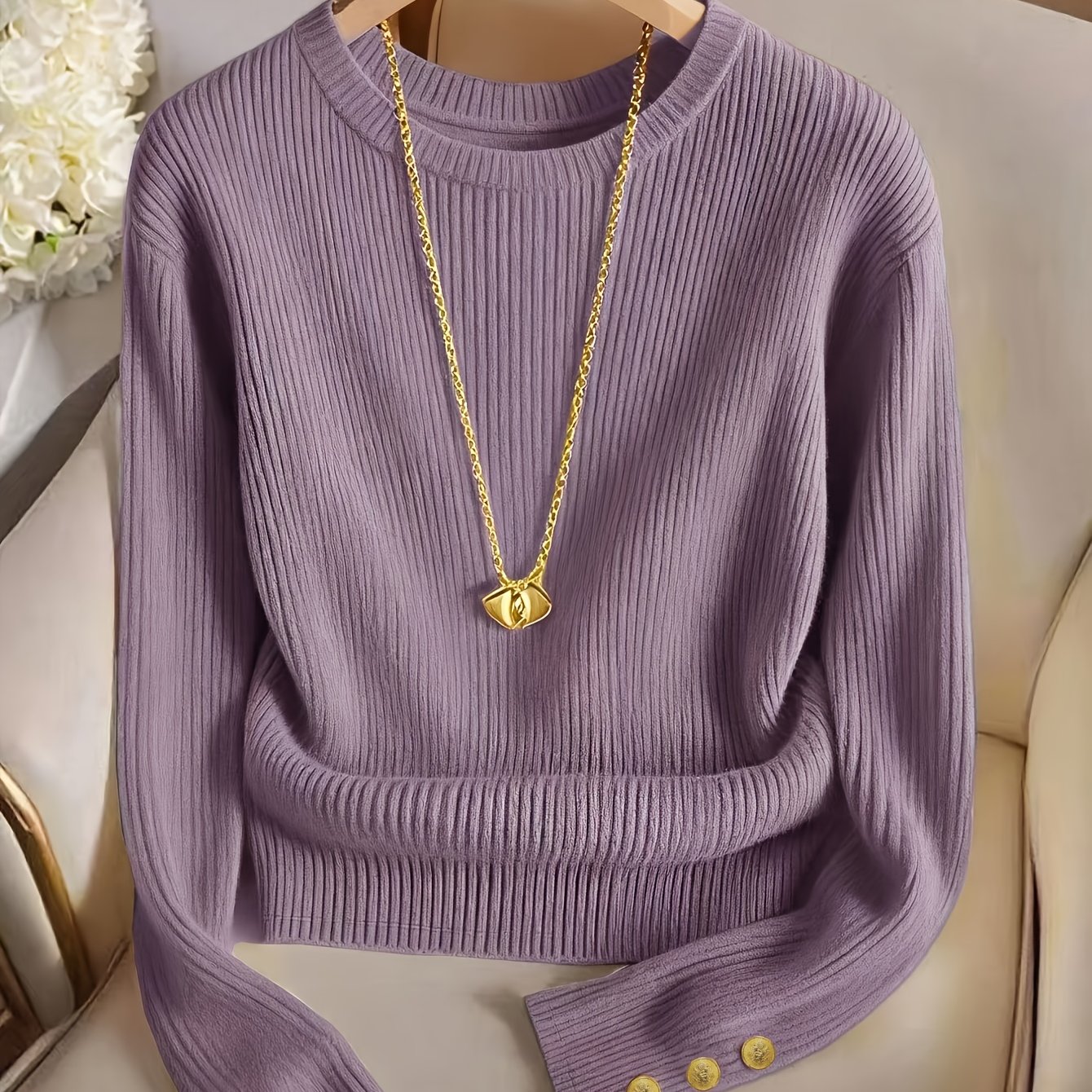 TEMU Spring/summer Solid Color Casual Fashion Elegant Top For Women
