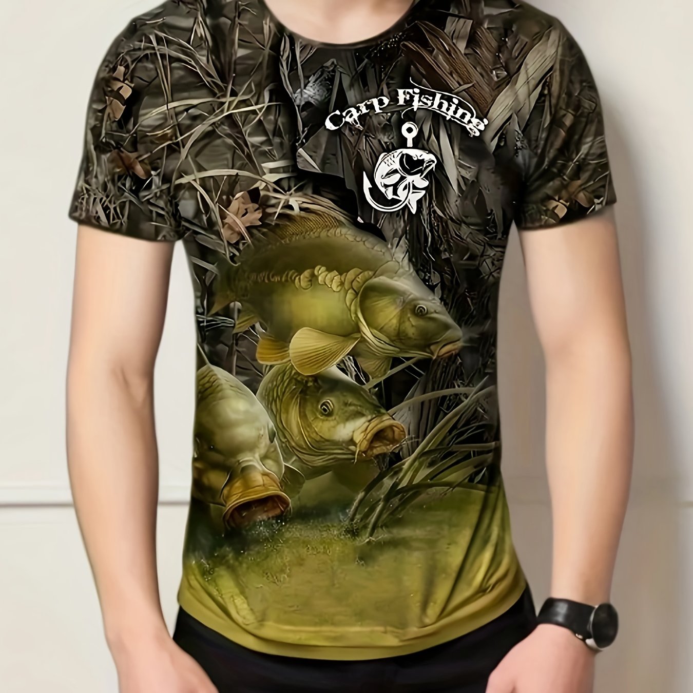 TEMU Men's Casual Round Neck T-shirt With Stylish 3d Print, Summer Wear