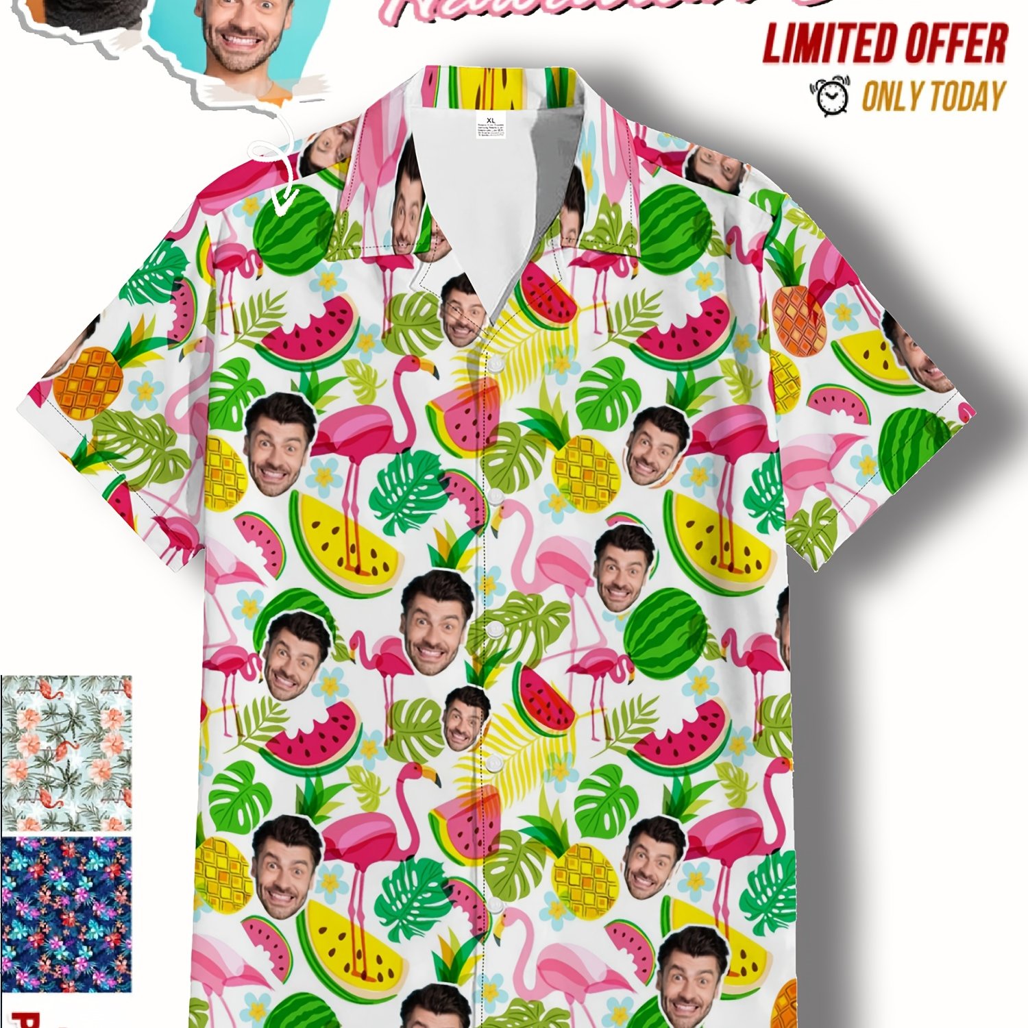 TEMU Camisa hawaiana personalizada con foto de o gato, estampado tropical festivo, para , regalo de , despedida de soltero, regalo
