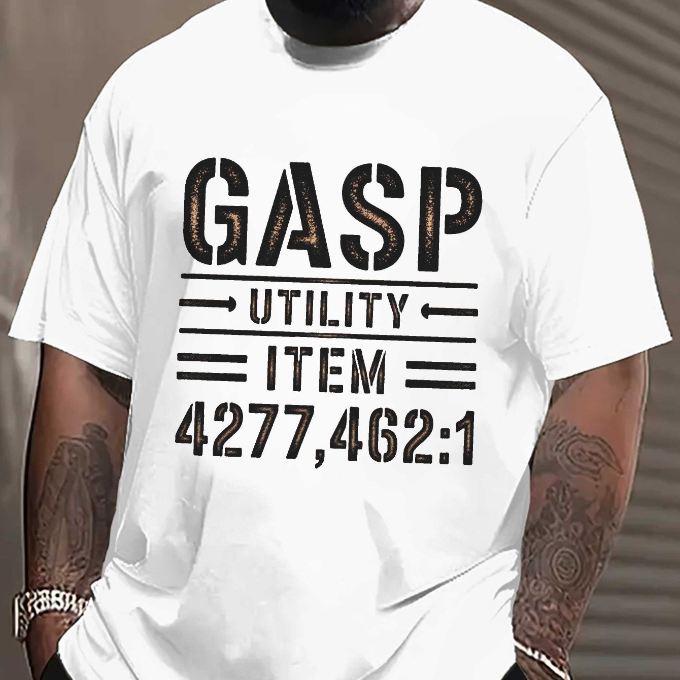 TEMU Utility Vintage Signage A Larger Size T-shirt For Men, Perfect For Spring And Summer. This Stylish Casual Shirt Features Short Sleeves, Is