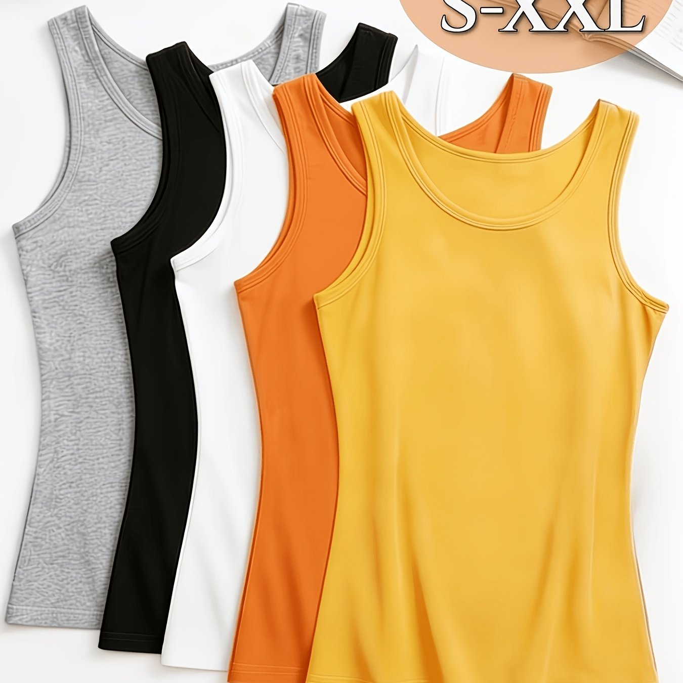 TEMU Lot de 5 débardeurs fins à bretelles spaghetti pour femme, extensibles, confortables, doux, respirants, décontractés, couches de base