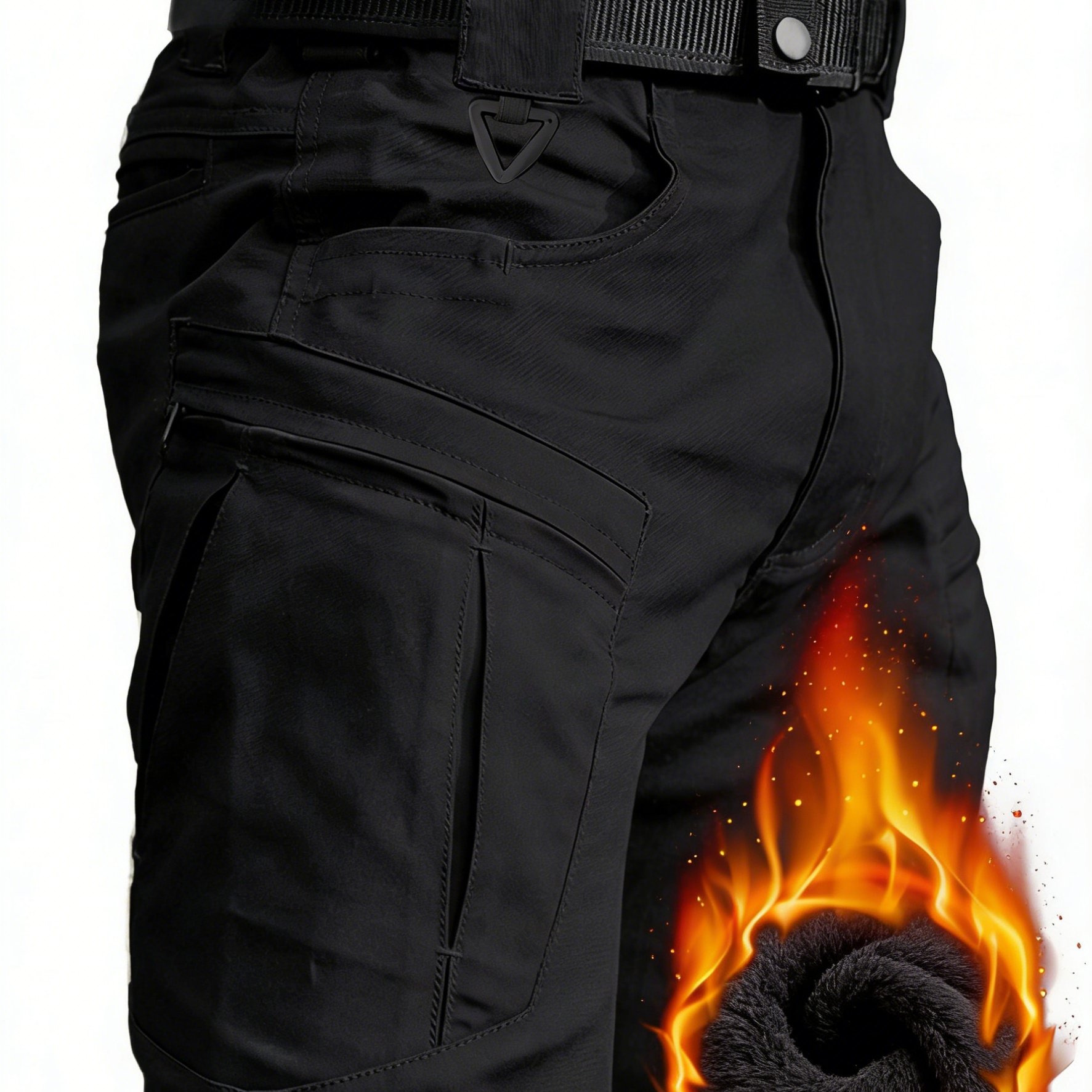 TEMU New Winter : Men's -lined Tactical Cargo Pants With Multi-. Features Thickened -lined Fabric With Stretch, Windproof, Tear-resistant. Suitable