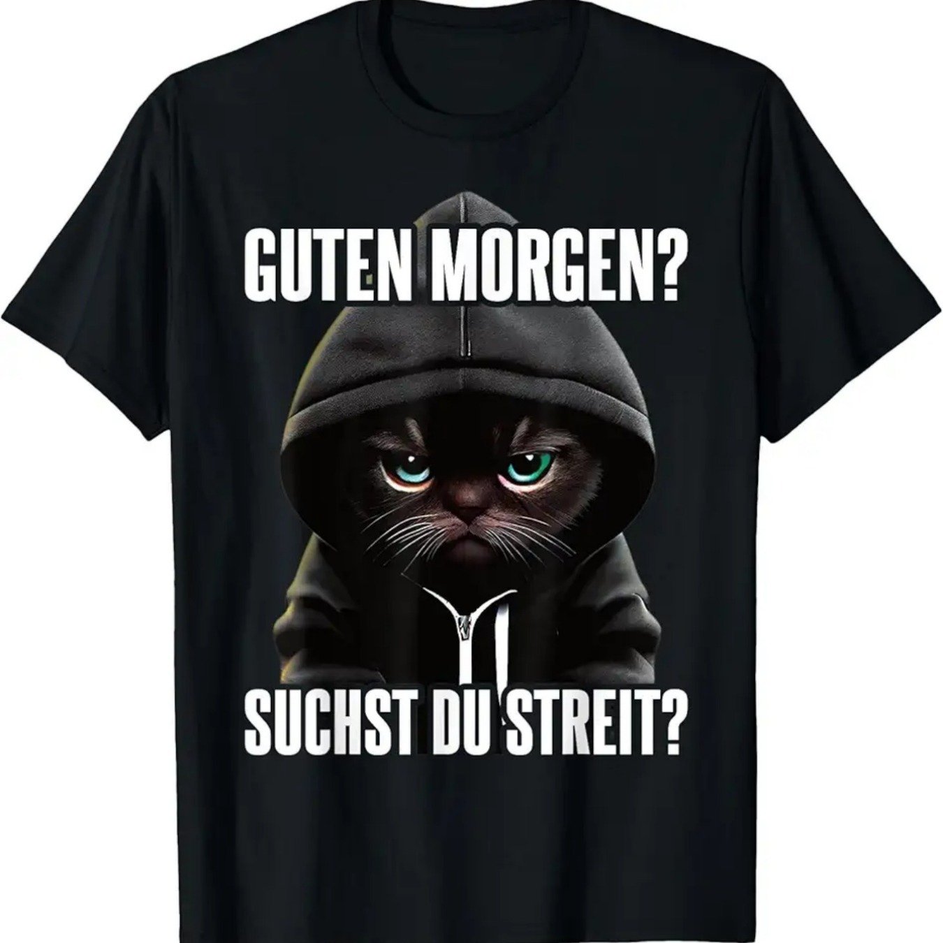 Men's Black Regular Fit Tee Featuring A German 'guten Morgen' And An Graphic, Designed For With Neck And Stretch, Ideal For Everyday And Casual Use