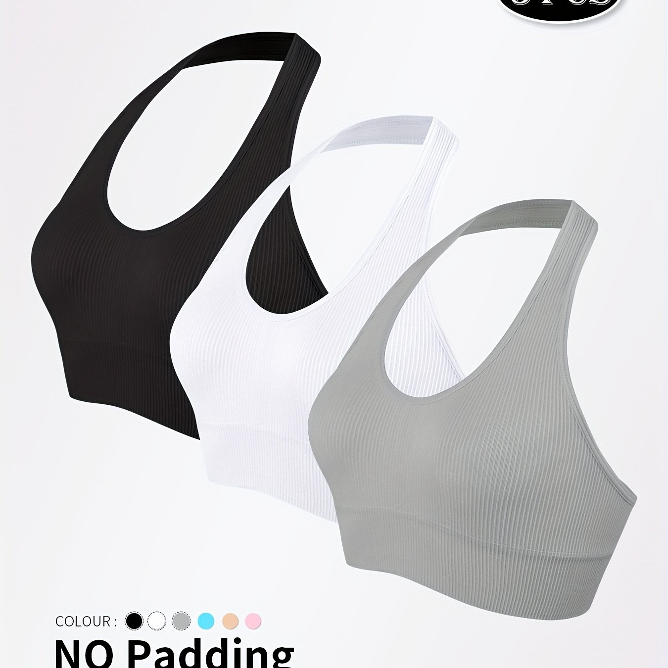 Image of 3pcs Women' Backless Yoga Camisoles - Solid Color Sleeveless Hawerneck Tube, No Padding, Minimalist Elegant For Gym, Pilates, Swimming & Layering (hand Washable) - 3pcs Pack For Use - Female