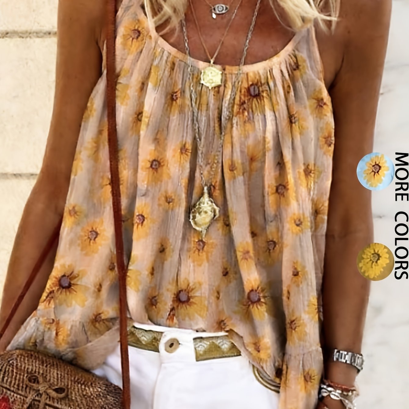TEMU 2026 Spring-summer New Arrival Print Camisole Women's Resort Style Loose Vest Beach Outerwear Innerwear Top