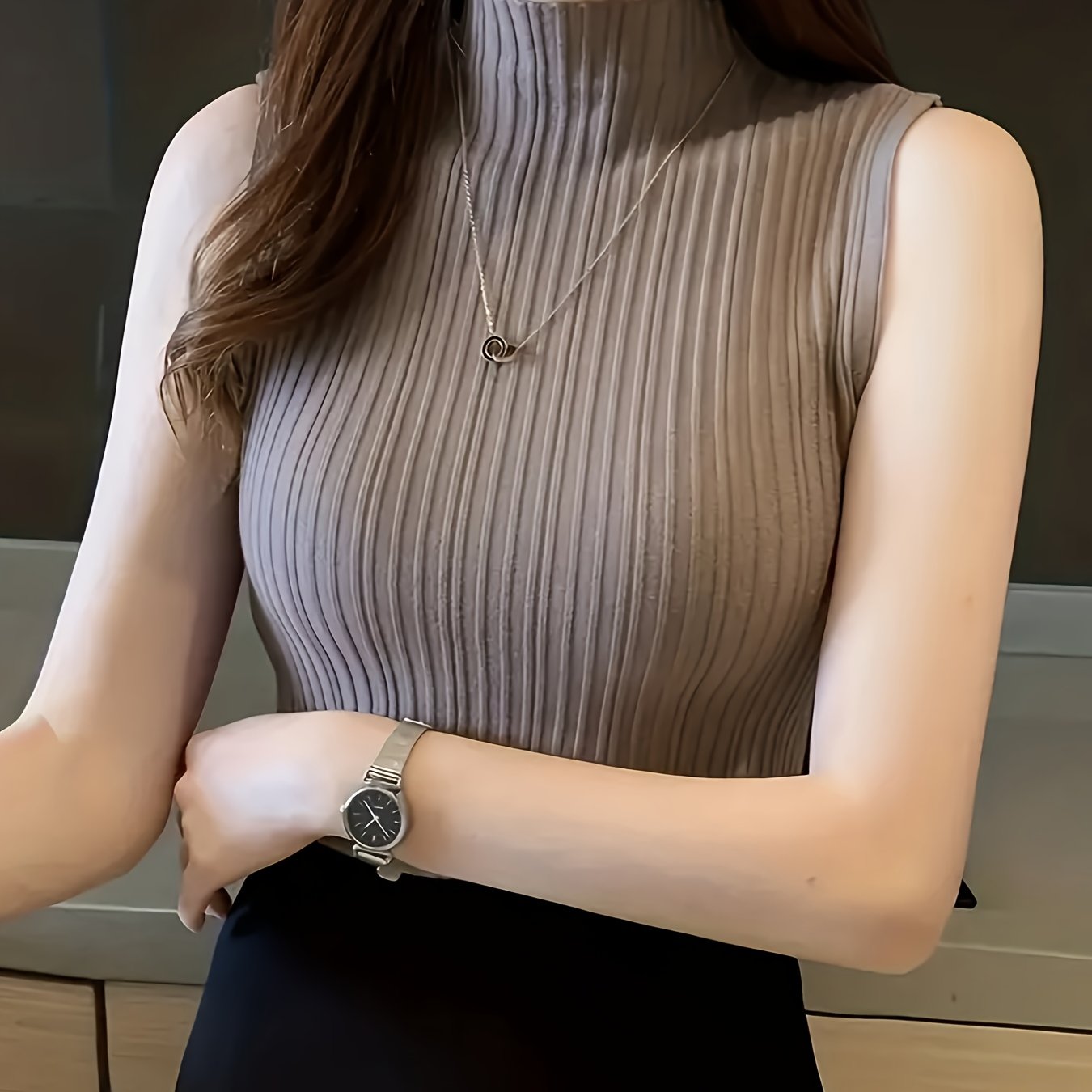 E-shop Damens Elegantes Stehkragen-Ärmelloses Weste – Dehnbarer, Nicht-Flockender Stoff, Schickes Büro- und Party-Outfit, Ganzjahres-Layering-Stück für