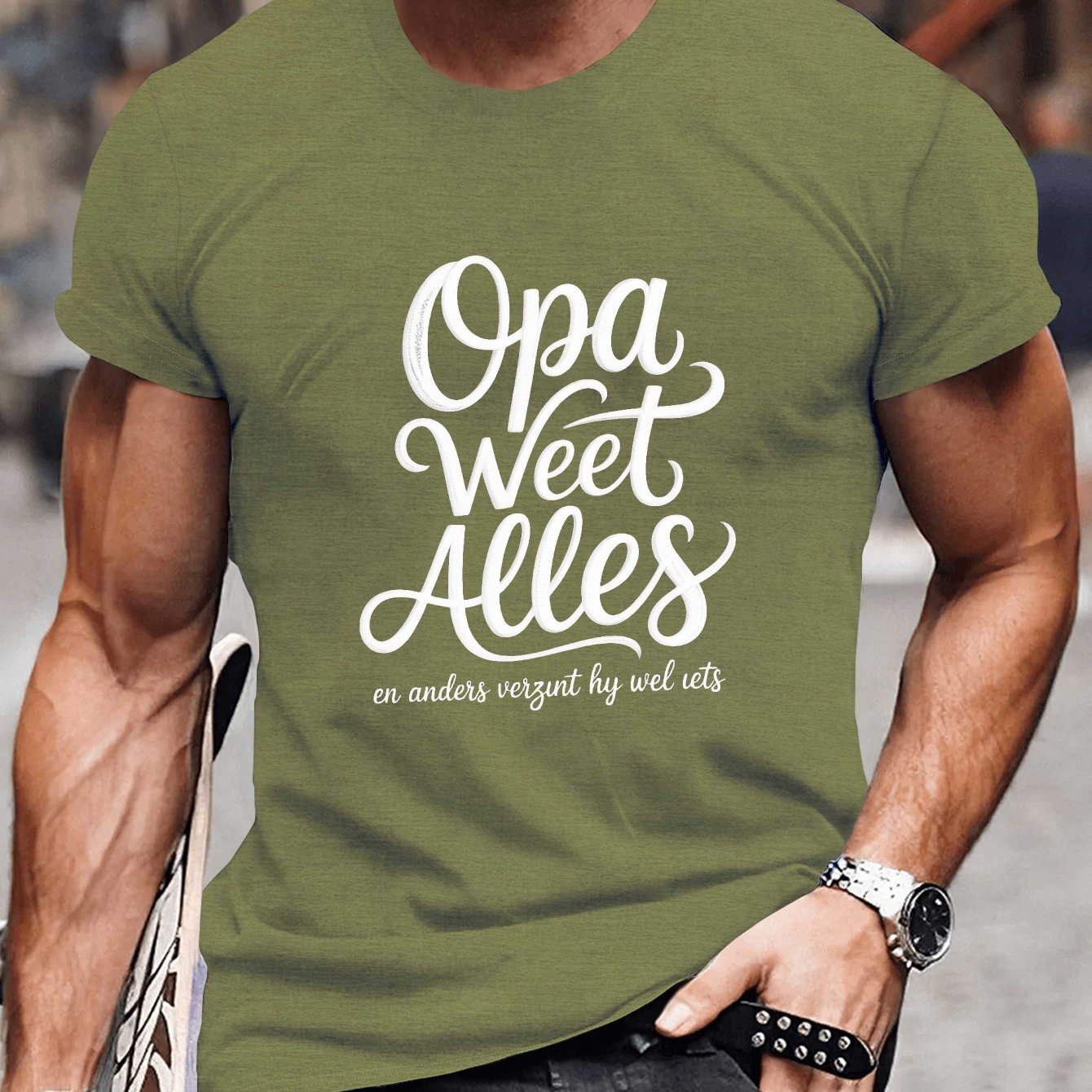 TEMU Chalk Blackboard Grandpa Knows Everything Print, Men's Round Crew Neck Short Sleeve Tee, Casual T-shirtcasual Comfy Lightweight Top For Summer