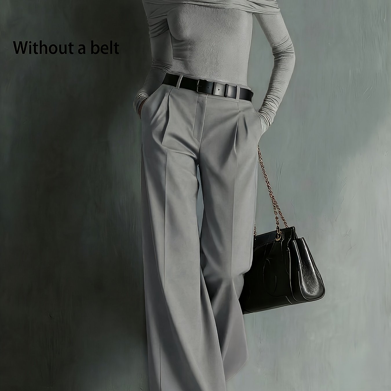 New Women's Casual Straight Solid Color Trousers All-match [ Not Included] Wilderness