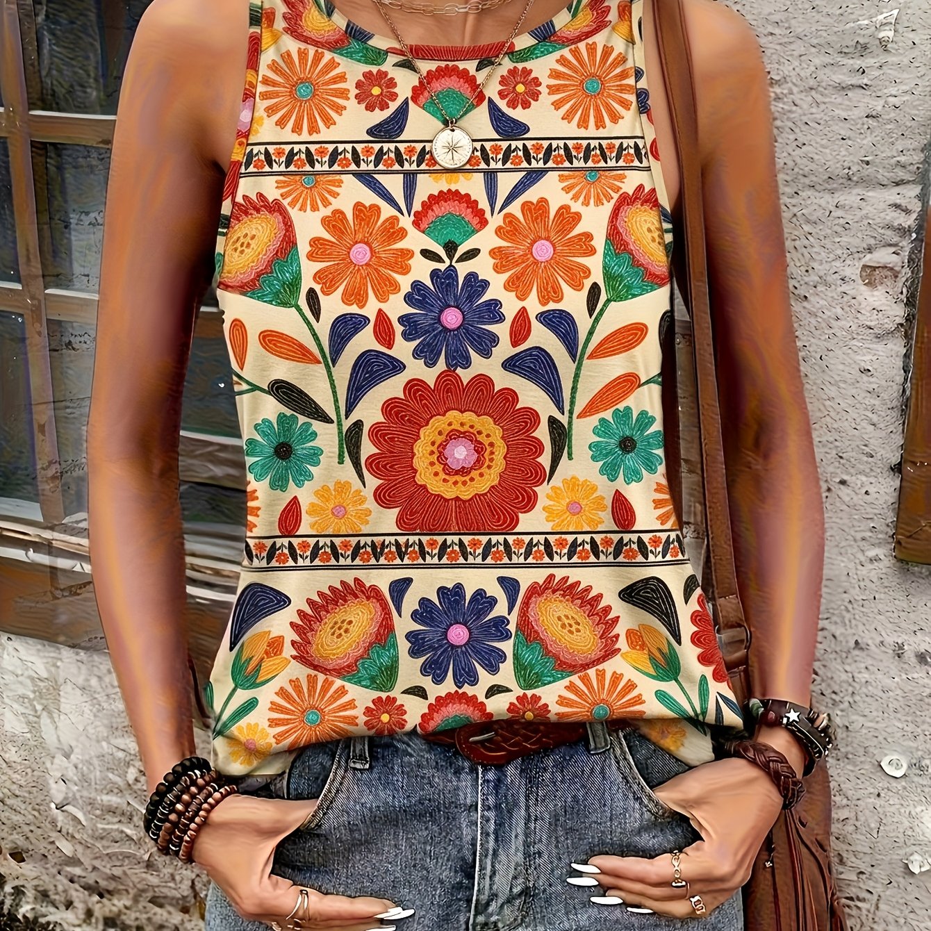 TEMU T-shirt élégant manches pour femmes avec imprimé floral sur la poitrine - Blouse pour toutes , haut minimaliste lavable en machine pour tenues