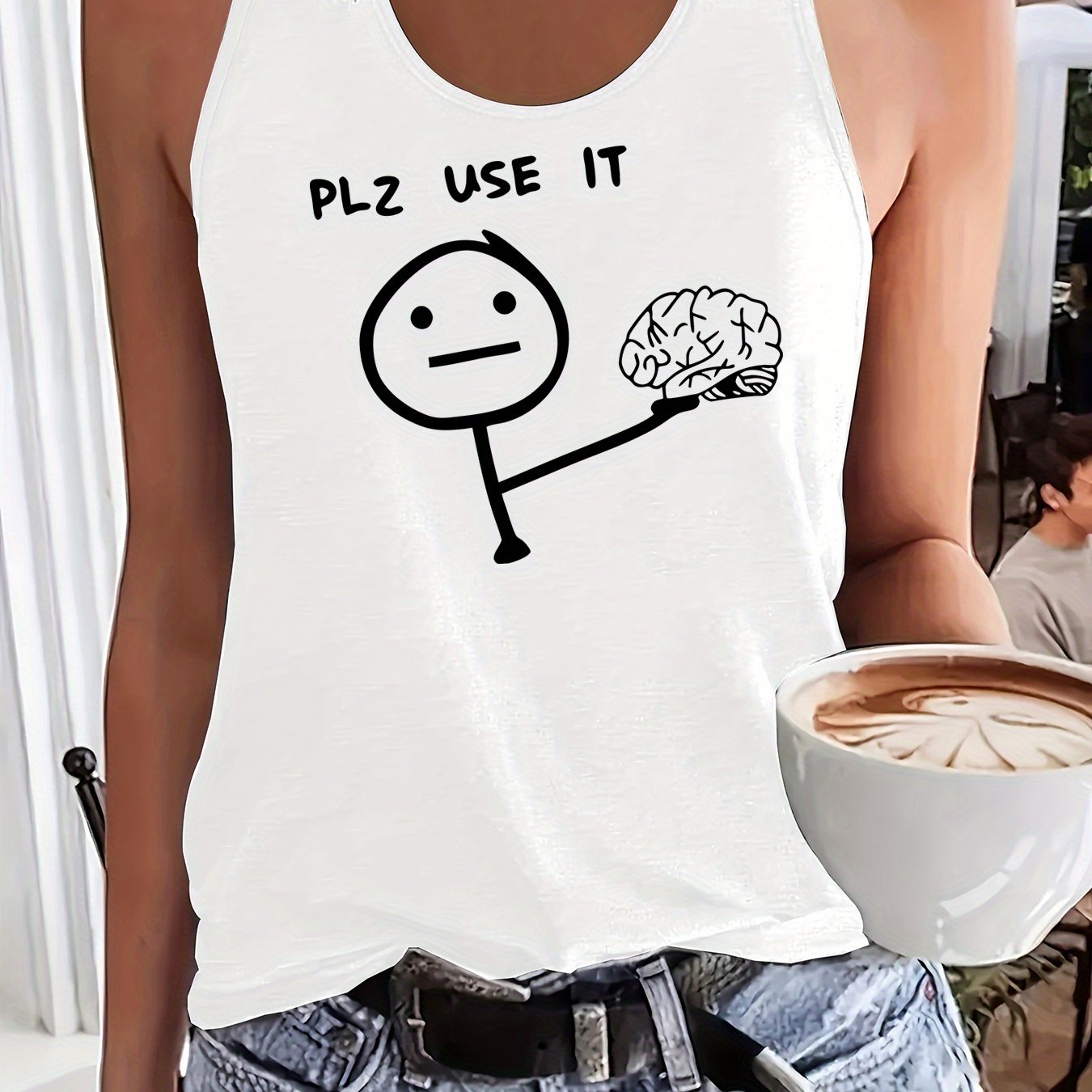 TEMU Graphic Print Tank Top, Sleeveless Casual Top For Summer And Spring, Women's Clothing