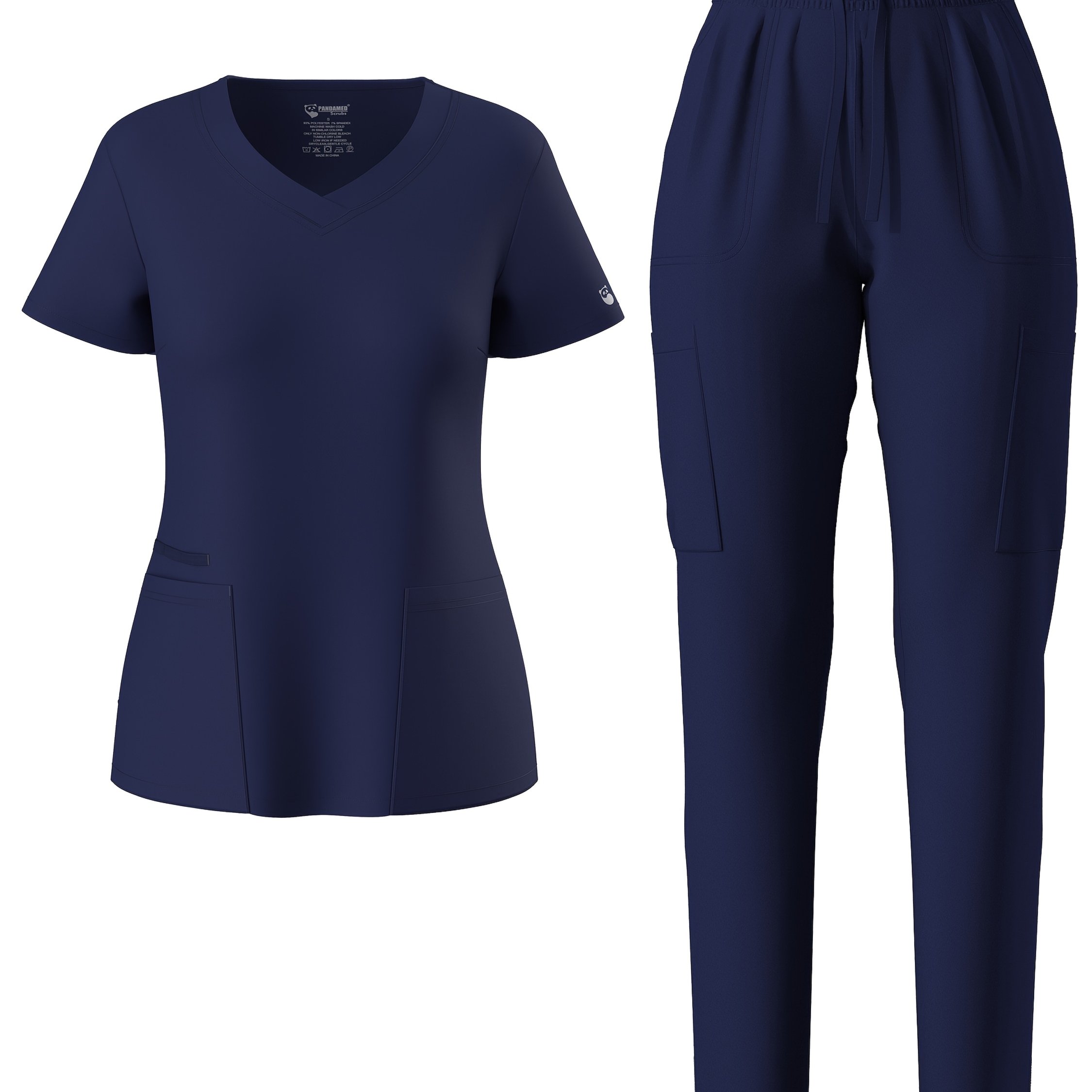 TEMU Stretch Women Nursing Scrubs Set -v Neck Classic Scrubs Uniforms Top Skinny Pants, Women's Clothings