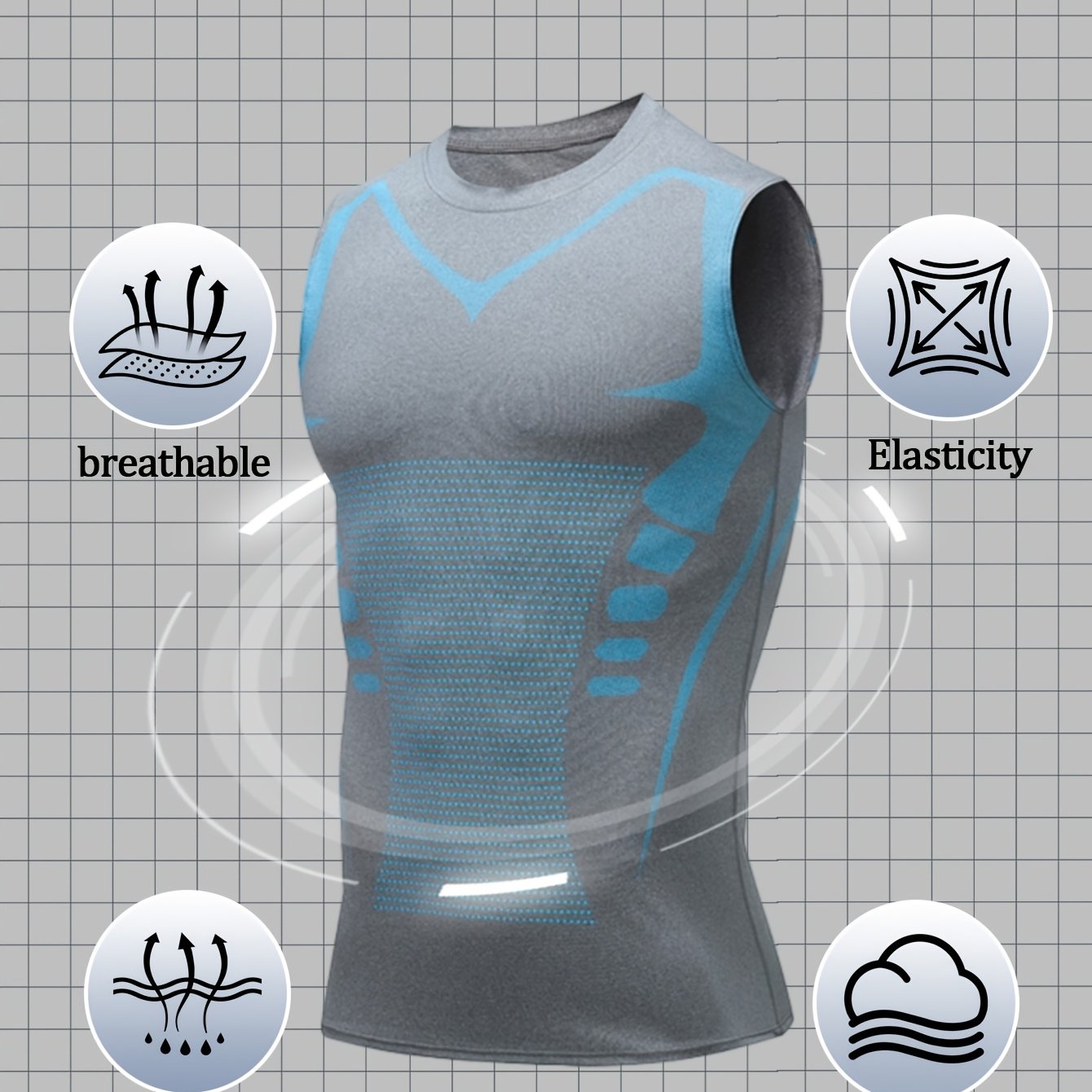 TEMU Chaleco de compresión deportivo para hombre, chaleco de entrenamiento sin para baloncesto, capa base transpirable de secado rápido,running