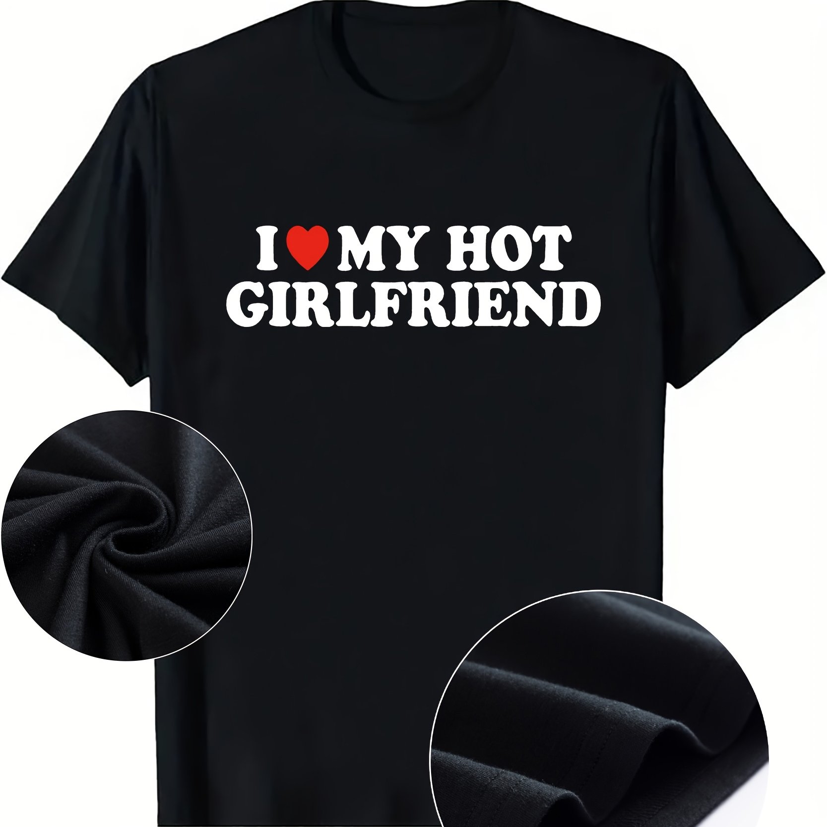 Image of Boyfriend And Girlfriend Couple Pattern Short-sleeved T-shirt, Round Neck Casual Short-sleeved , Couple Outfit Good-looking T-shirt, Valentine's Day Gift, Women's Clothing