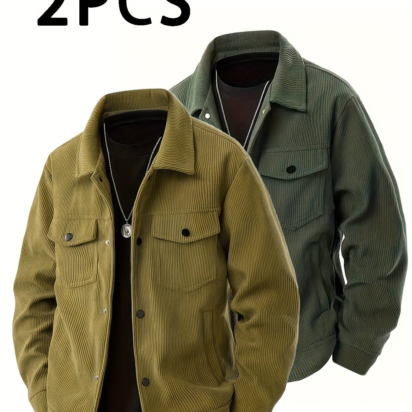 TEMU [ Obm] Autumn Men's New Corduroy Jacket 2pcs Set, Suitable For Daily Wear