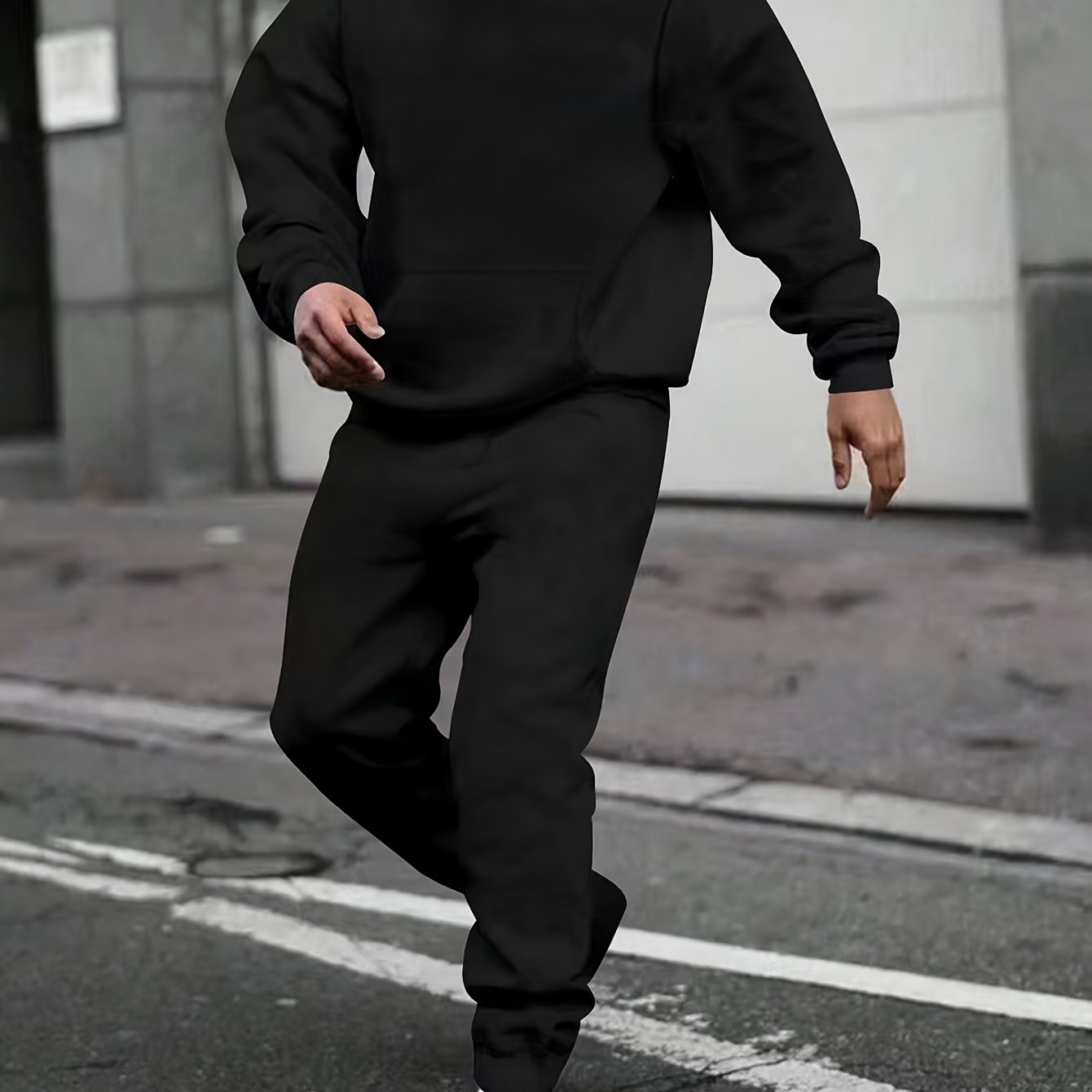 TEMU Autumn Winter Casual Athletic Sweatshirt Set Men' Hoodie Set Casual Jacket Light Board Hoodie Pullover Men's Athletic Solid Versatile Sweatpants