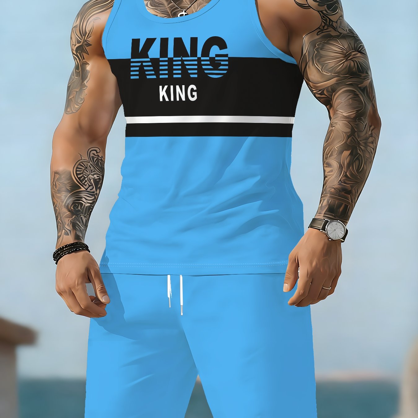 TEMU Men's New Sleeveless Vest Set, Style, Suitable For Daily Casual Wear / Outdoor
