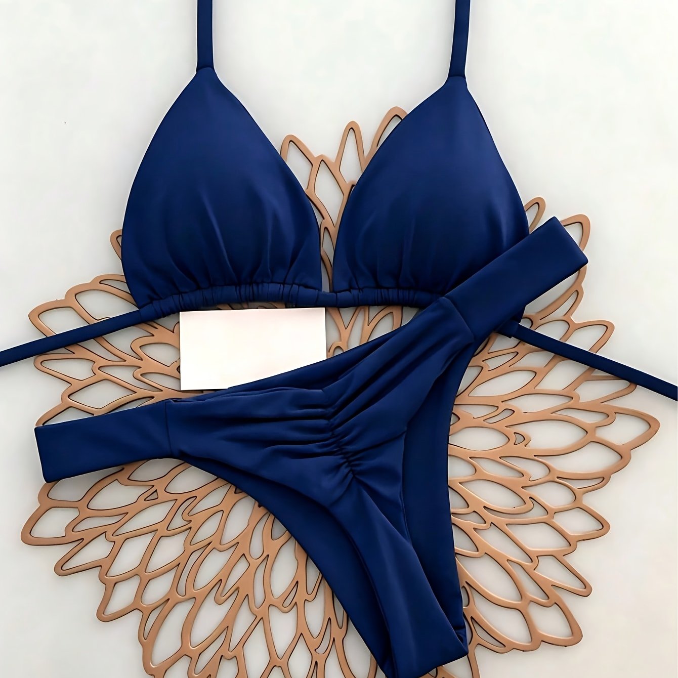 TEMU Solid Color Split Swimsuit Premium Bikini Set