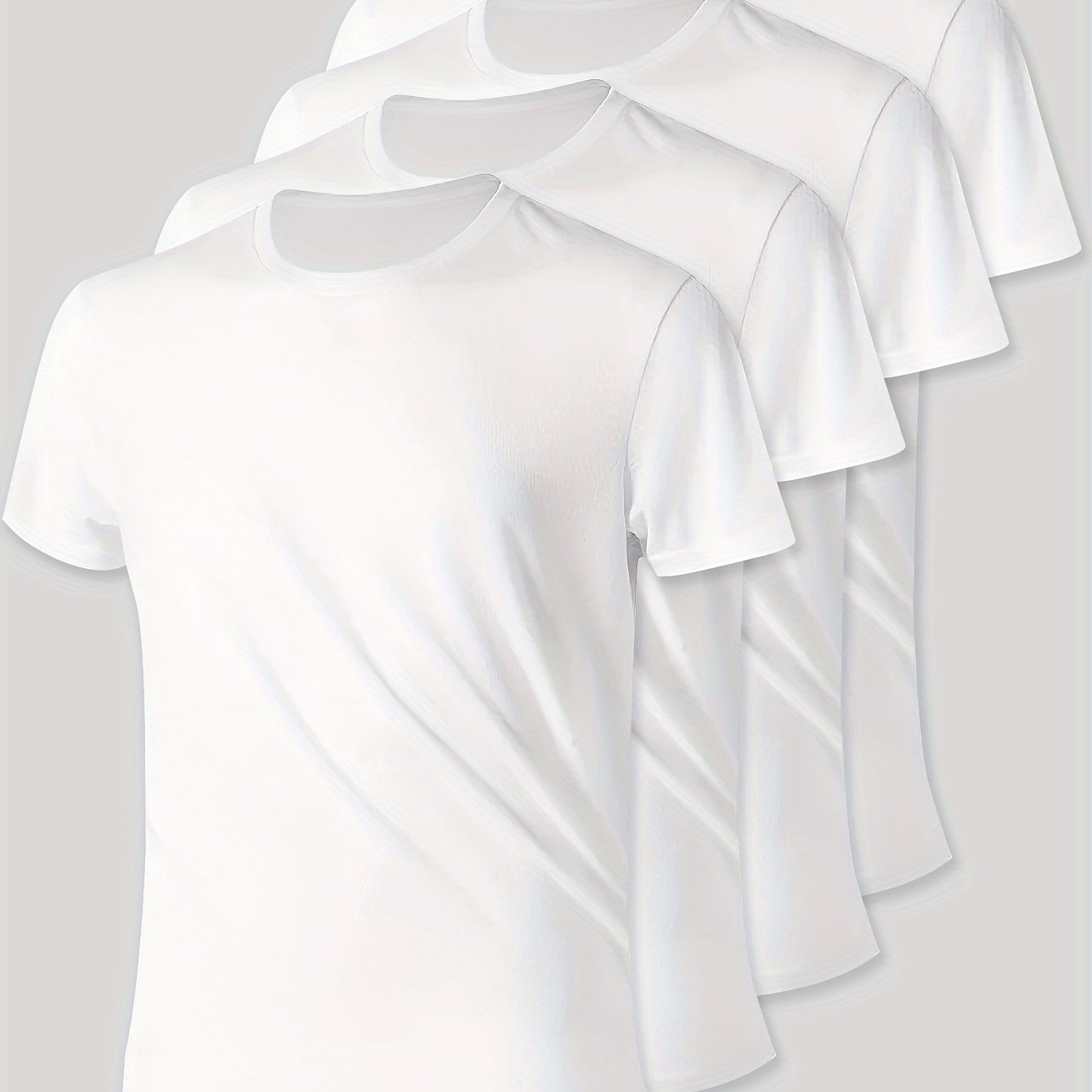TEMU 4pcs Men' Color Plus Size T-shirts Set, Men's Fashion Clothing Tops, Big & Tall