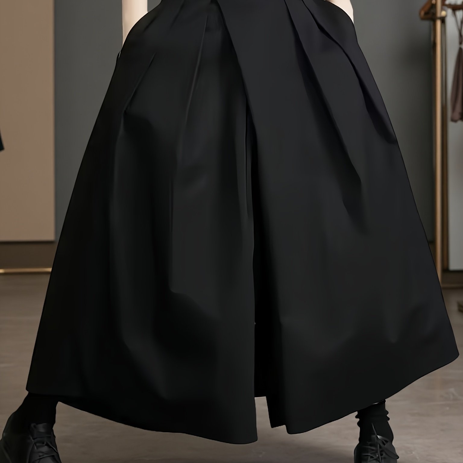 E-shop Damen Lockere Knöchelhosen, Modische Elastische Taille Weitbeinige Hosen