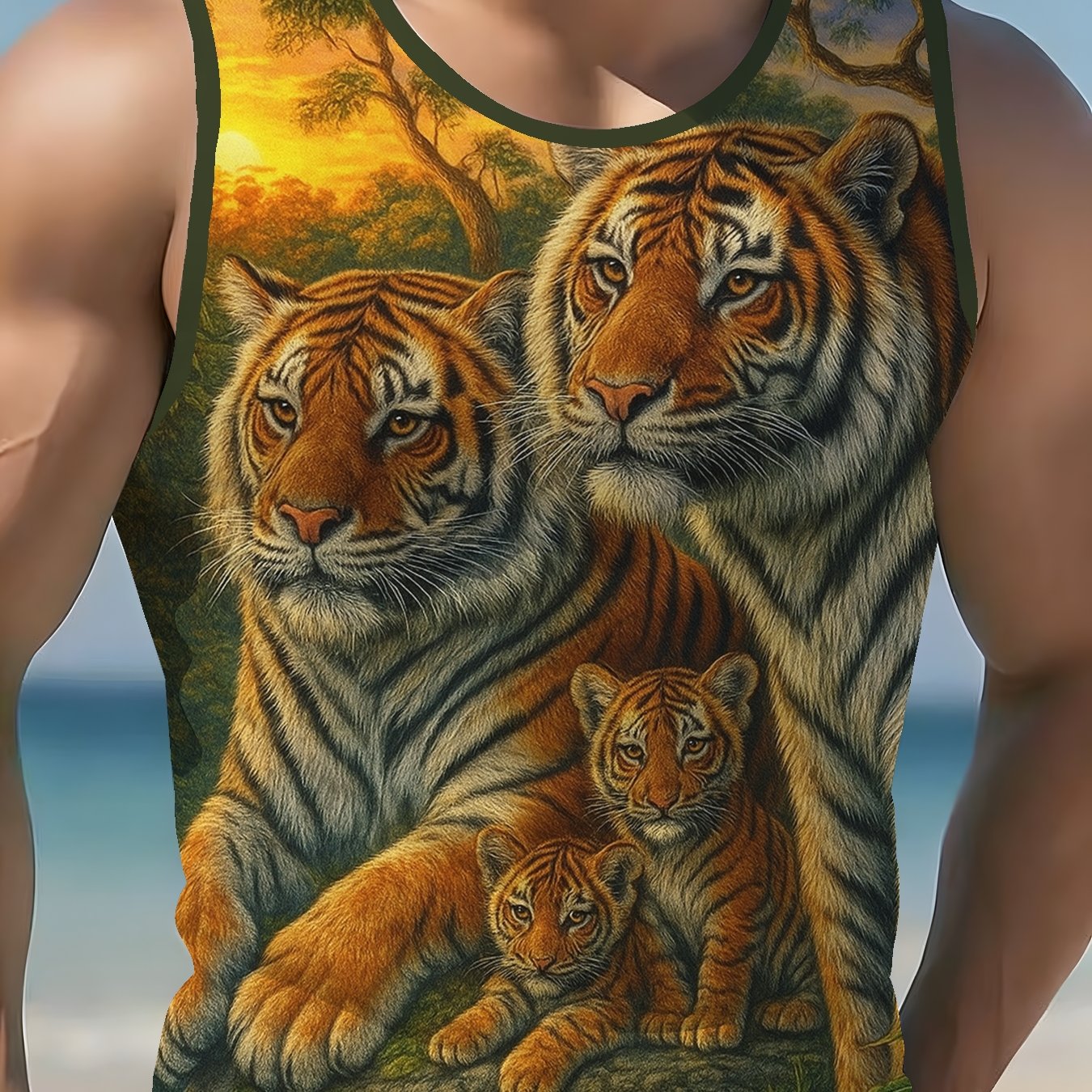 TEMU Men's Stylish Sleeveless Tank Top With Trendy Prints, Perfect For Outdoor Leisure, Daily , City Strolls, And Fashion Gatherings