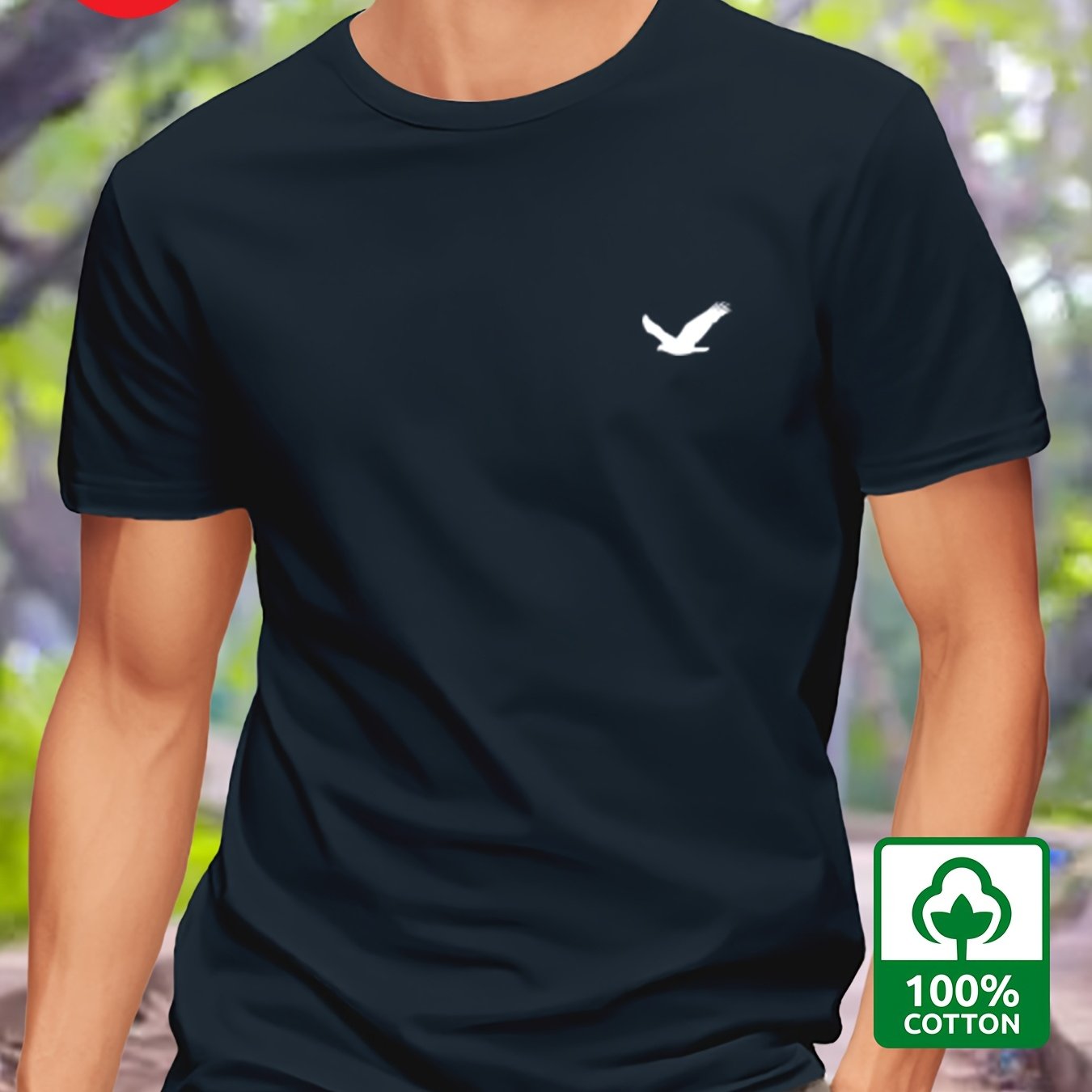 T24-t240911- Bird 180g Men's Short Sleeve Print T-shirt [starry]