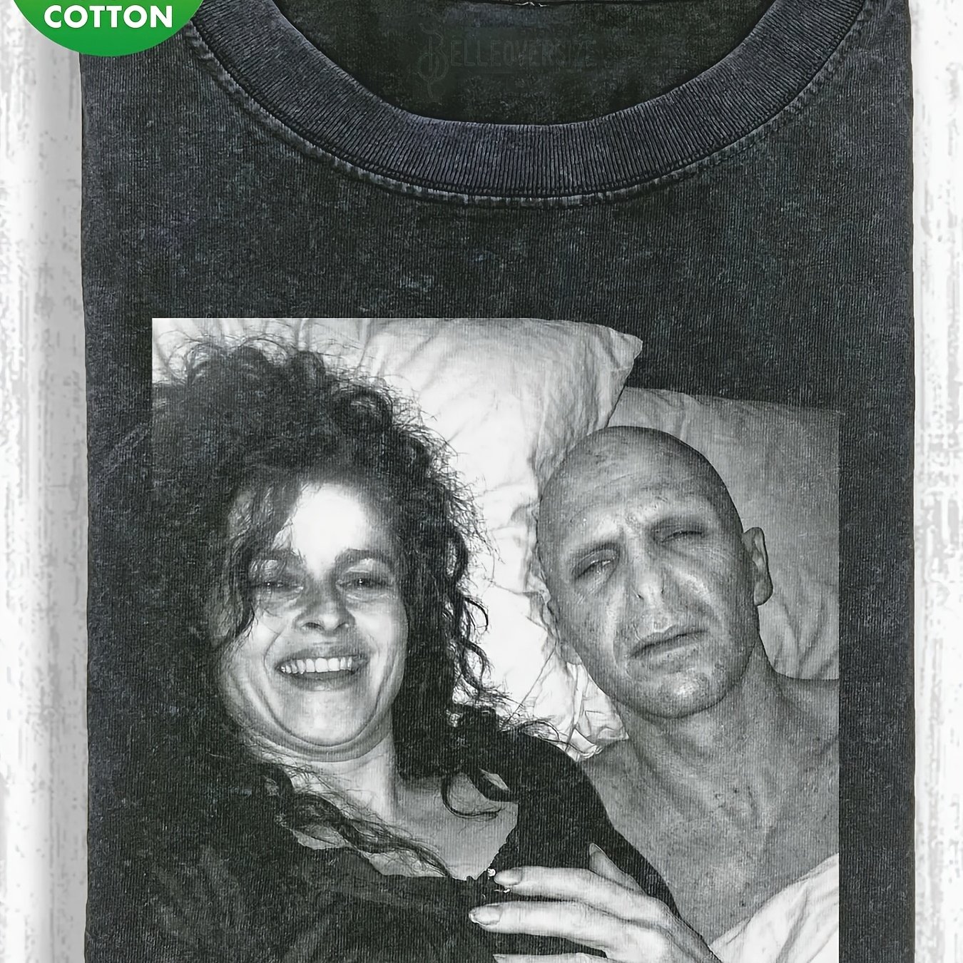 Image of Bellatrix Voldemort Bedside Photo Print Washed Men's T-shirt, 230g Pure Cotton, Men's Summer Clothing, Vintage Distressed Style, Men's Gift, Casual Outing And Vacation